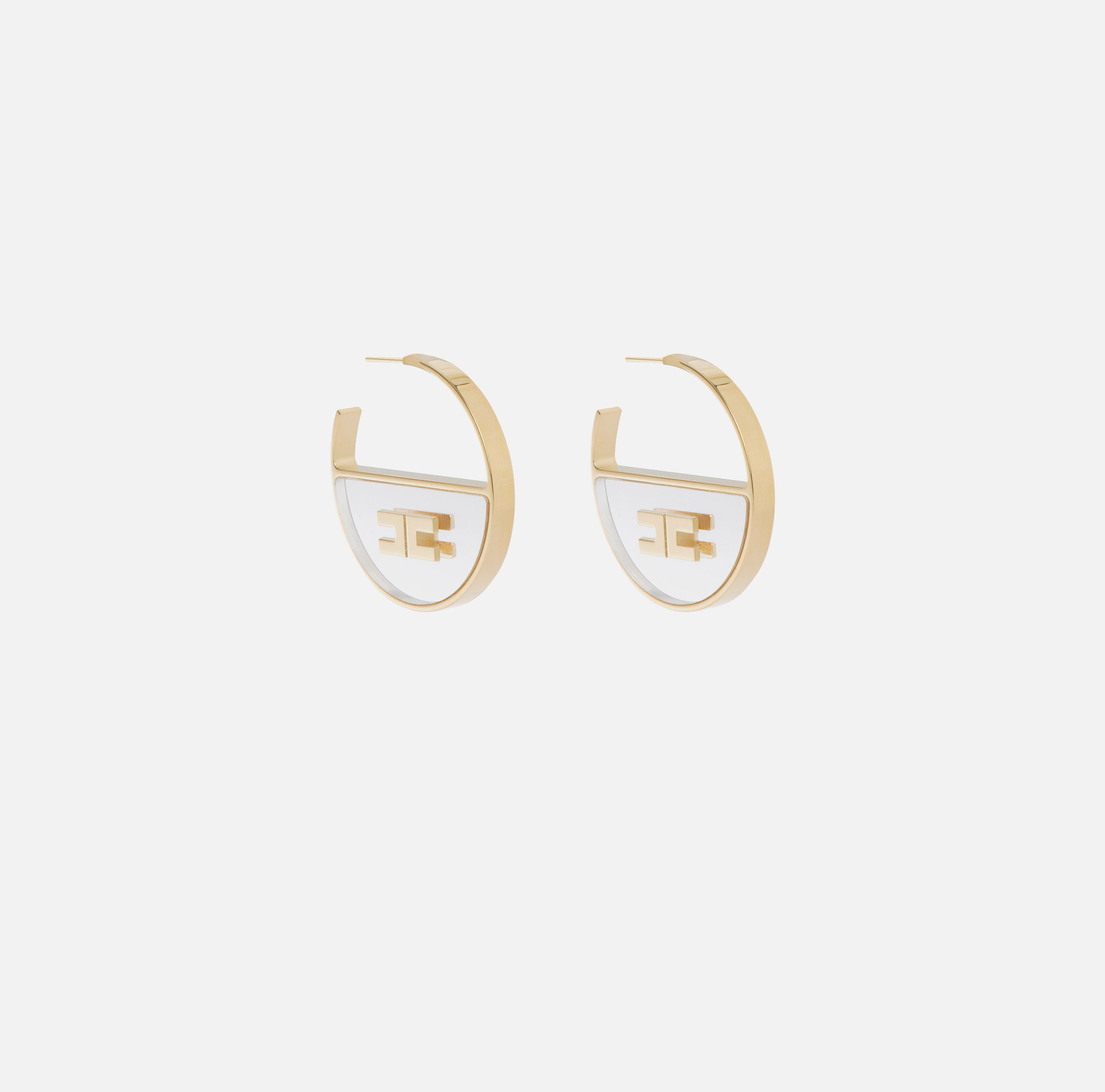 Plexiglas Hoop Earrings With Logo Elisabetta Franchi