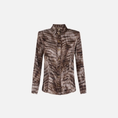 Elisabetta Franchi モノグラム ロングスリーブ ブラウス Elegant Women's Shirts Elisabetta Franchi | Buy them online