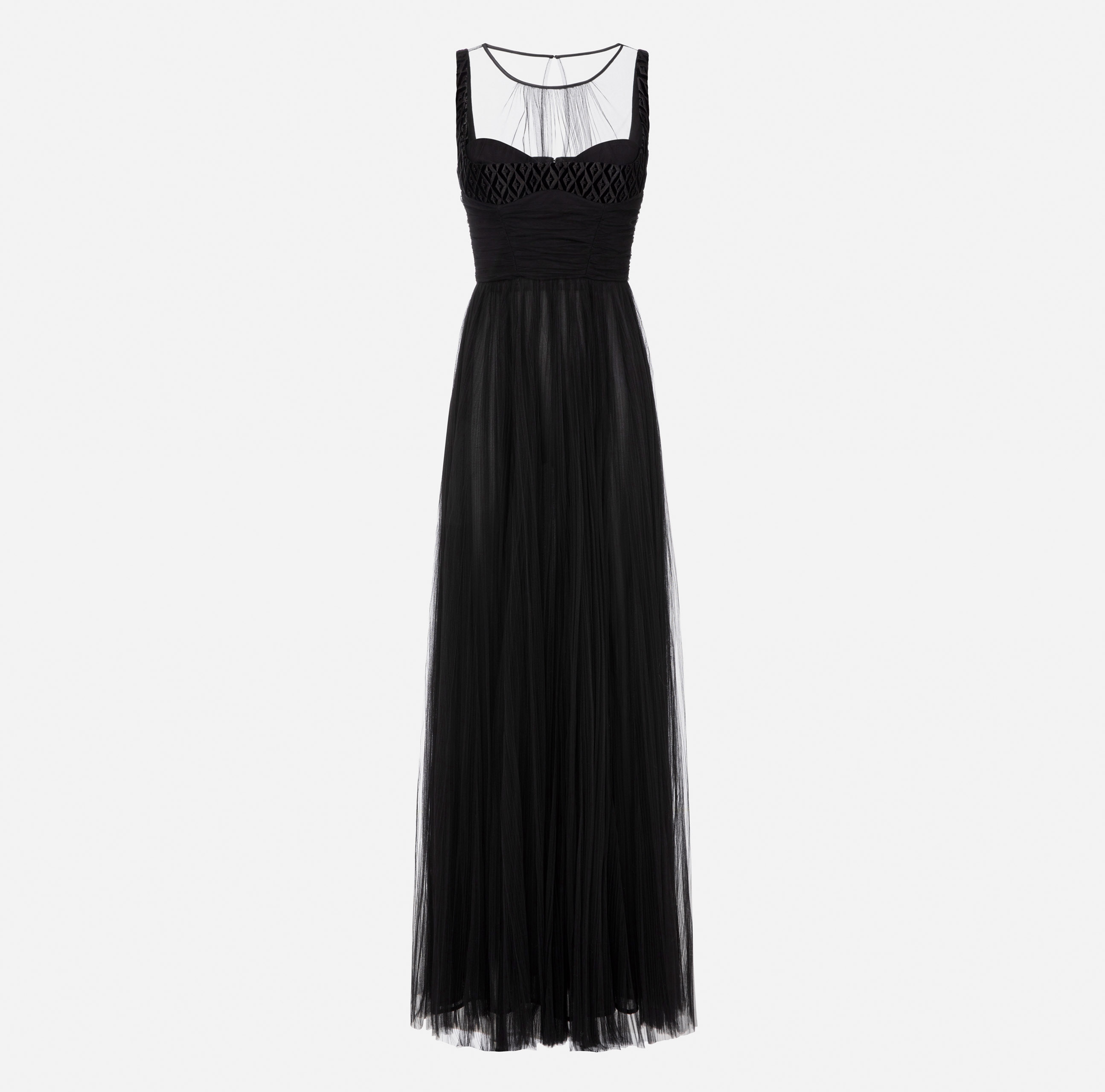 Red Carpet dress in pleated tulle fabric | Elisabetta Franchi