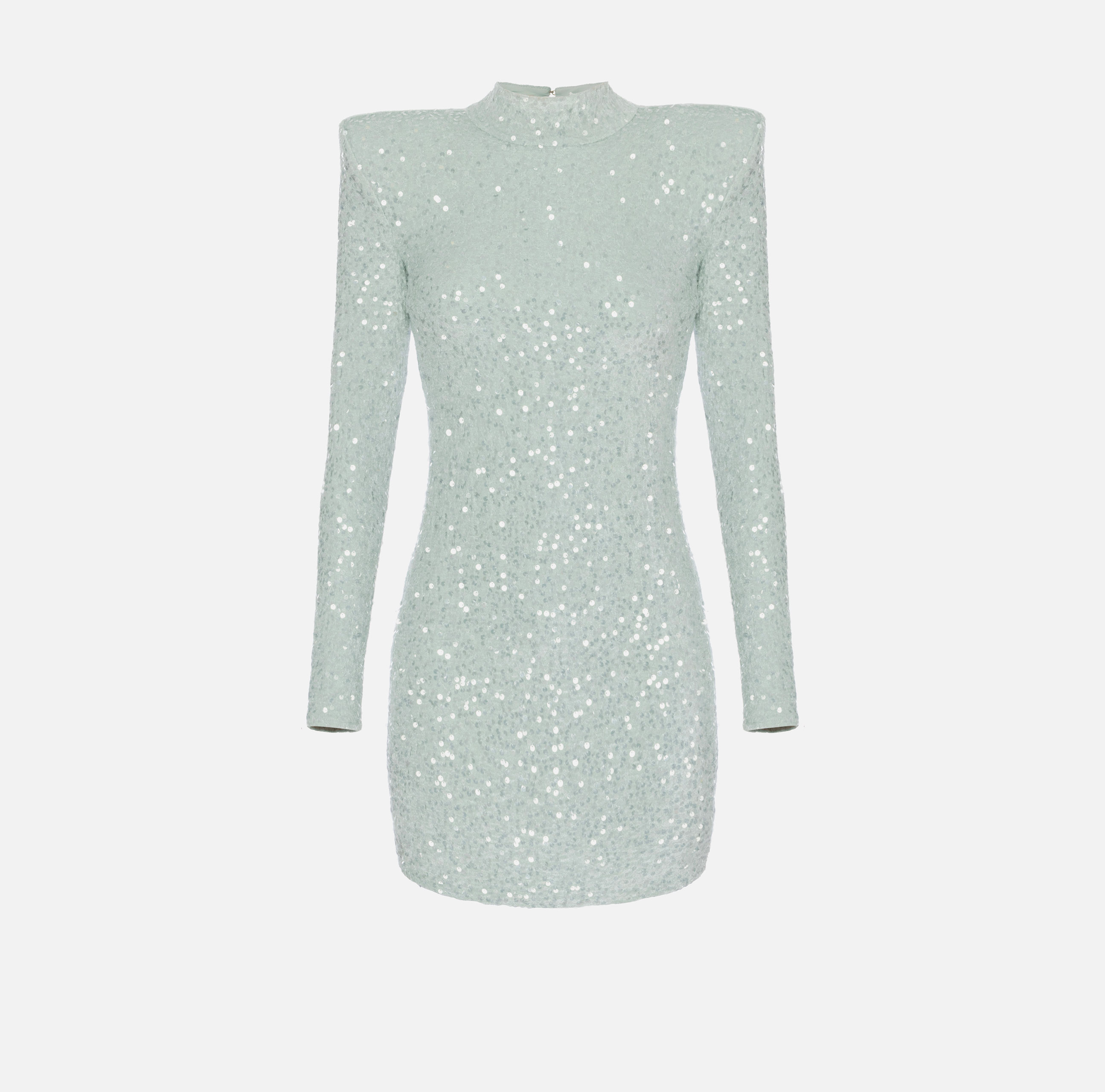 Mini-dress made of sequins with structured shoulders | Elisabetta 