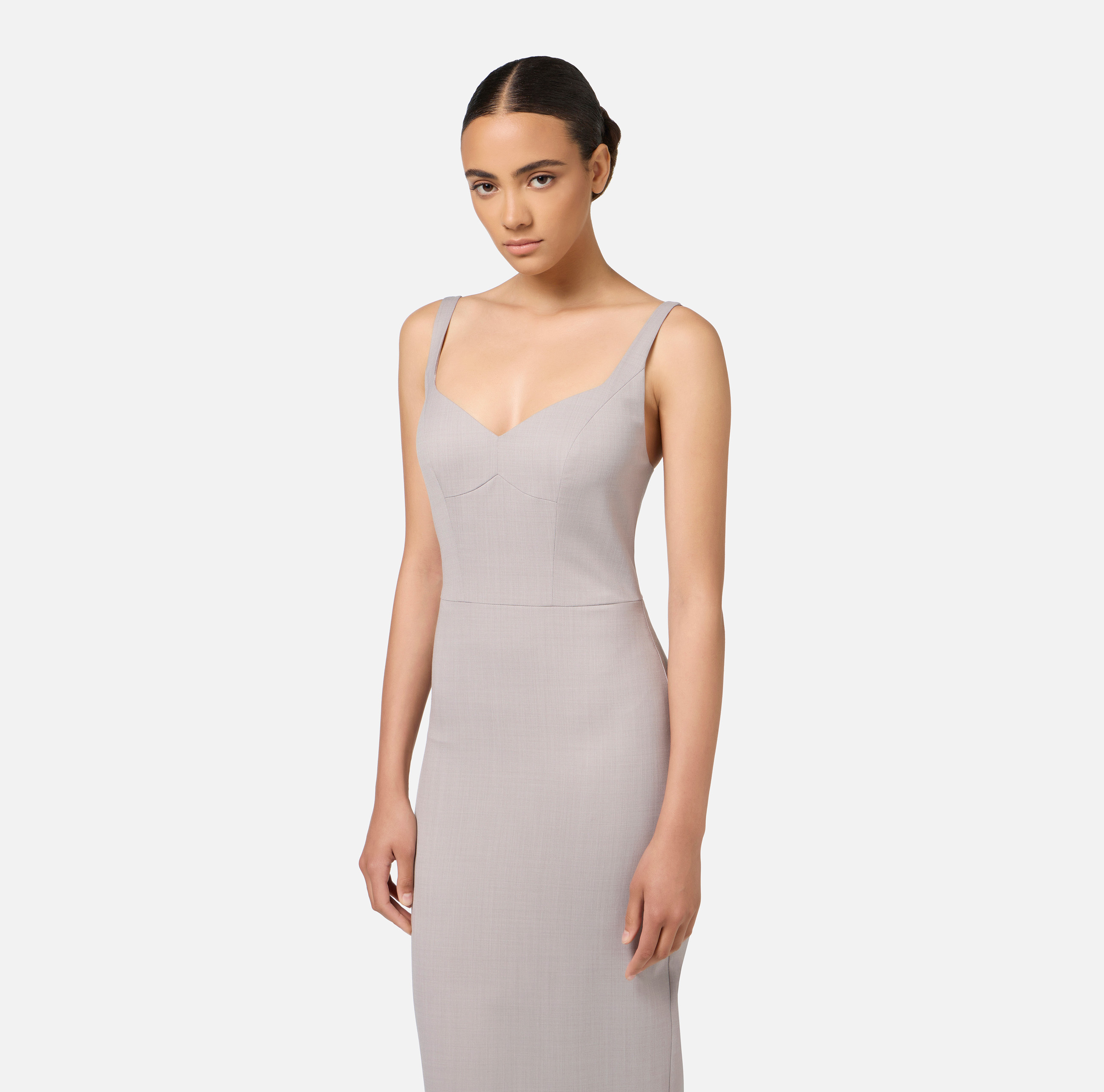 【すぐ届く】ELISABETTA FRANCHI メランジウール ミディドレス Mélange cool wool midi dress | Elisabetta Franchi