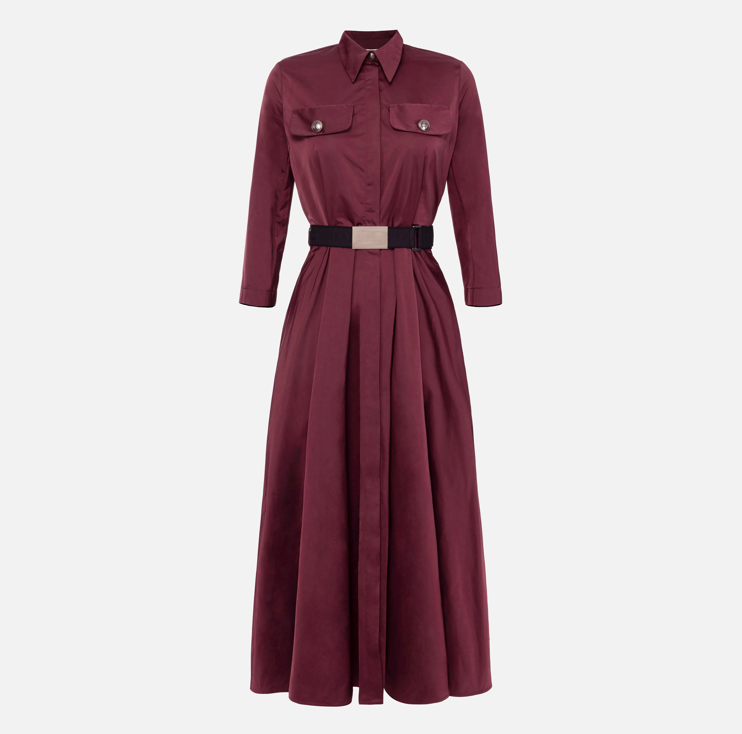 Nylon midi shirt-dress with belt | Elisabetta Franchi