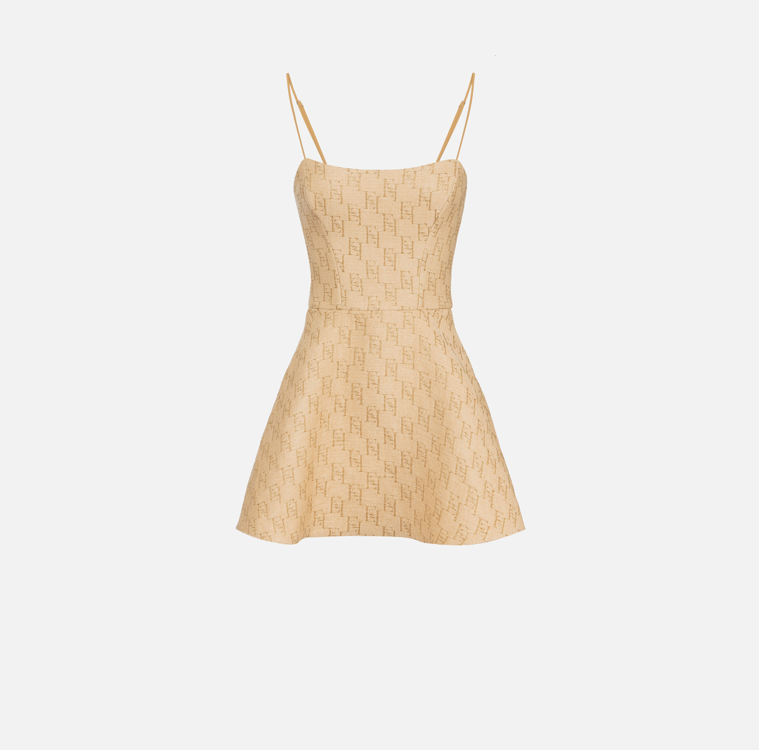 Mini-dress in jacquard raffia with lurex logo | Elisabetta Franchi