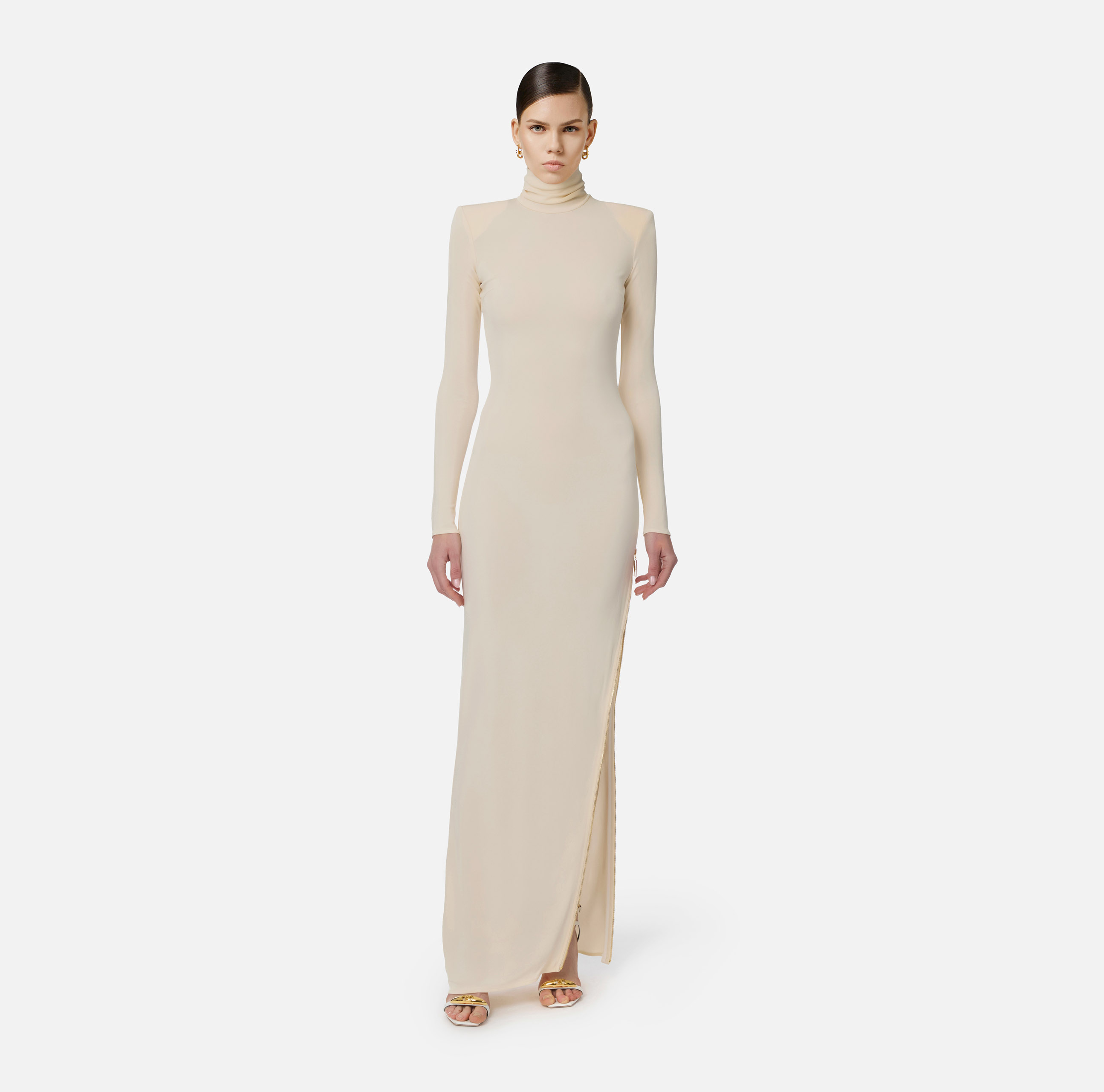 Red Carpet dress in jersey with side zipper | Elisabetta Franchi Red Carpet dress in jersey with side zipper | Elisabetta Franchi