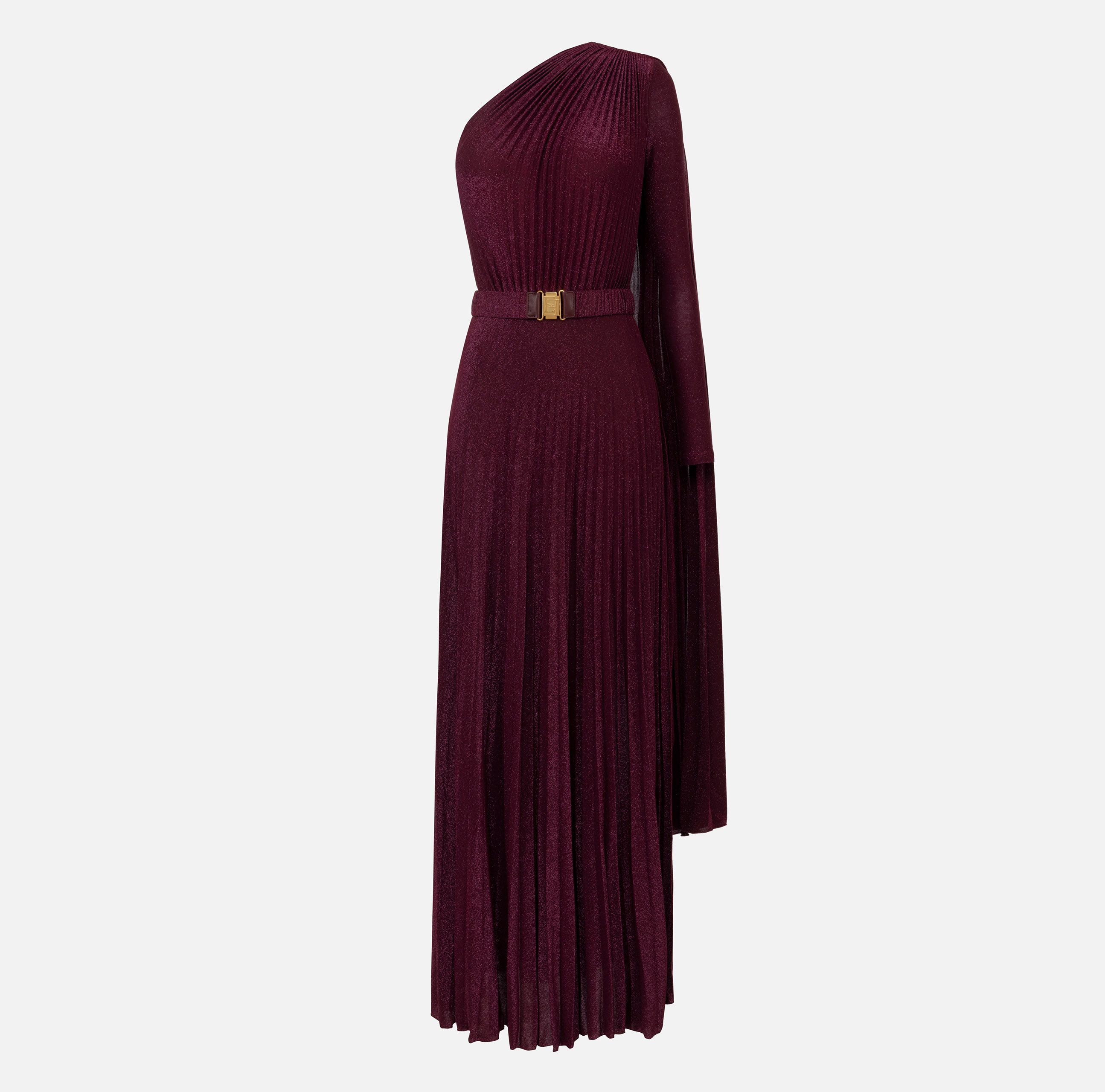 One-shoulder red carpet dress in pleated lurex jersey | Elisabetta Franchi