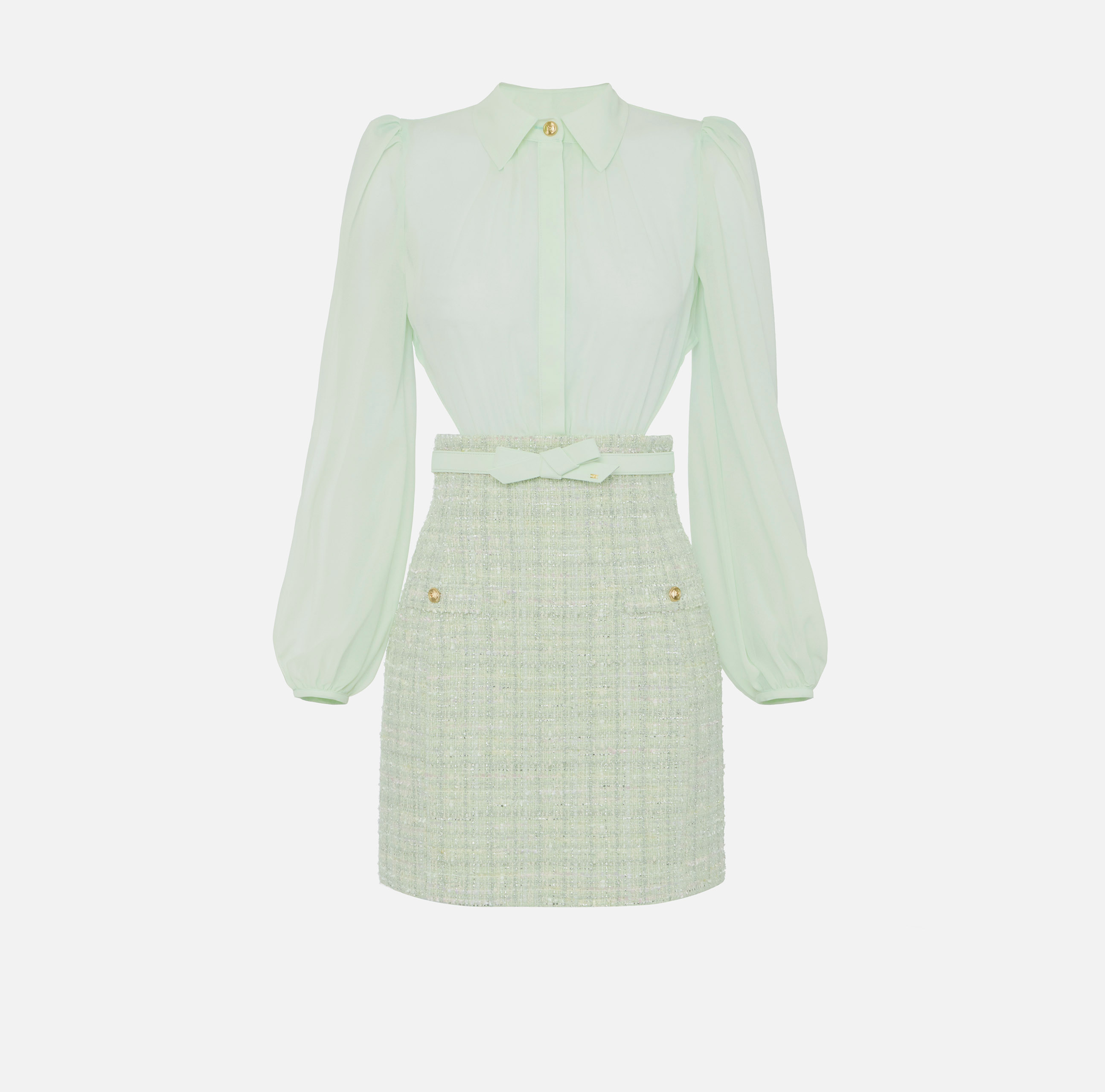 elisabetta franchi Robe en georgette et bouclé lurex