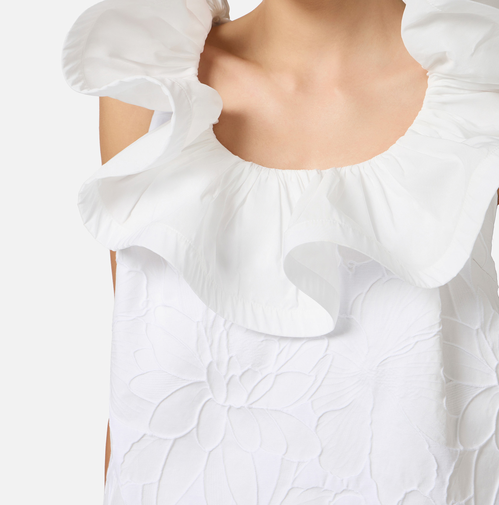 パーティードレス ELISABETTA FRANCHI Floral jacquard dress with ruffles Floral jacquard dress with ruffles | Elisabetta Franchi