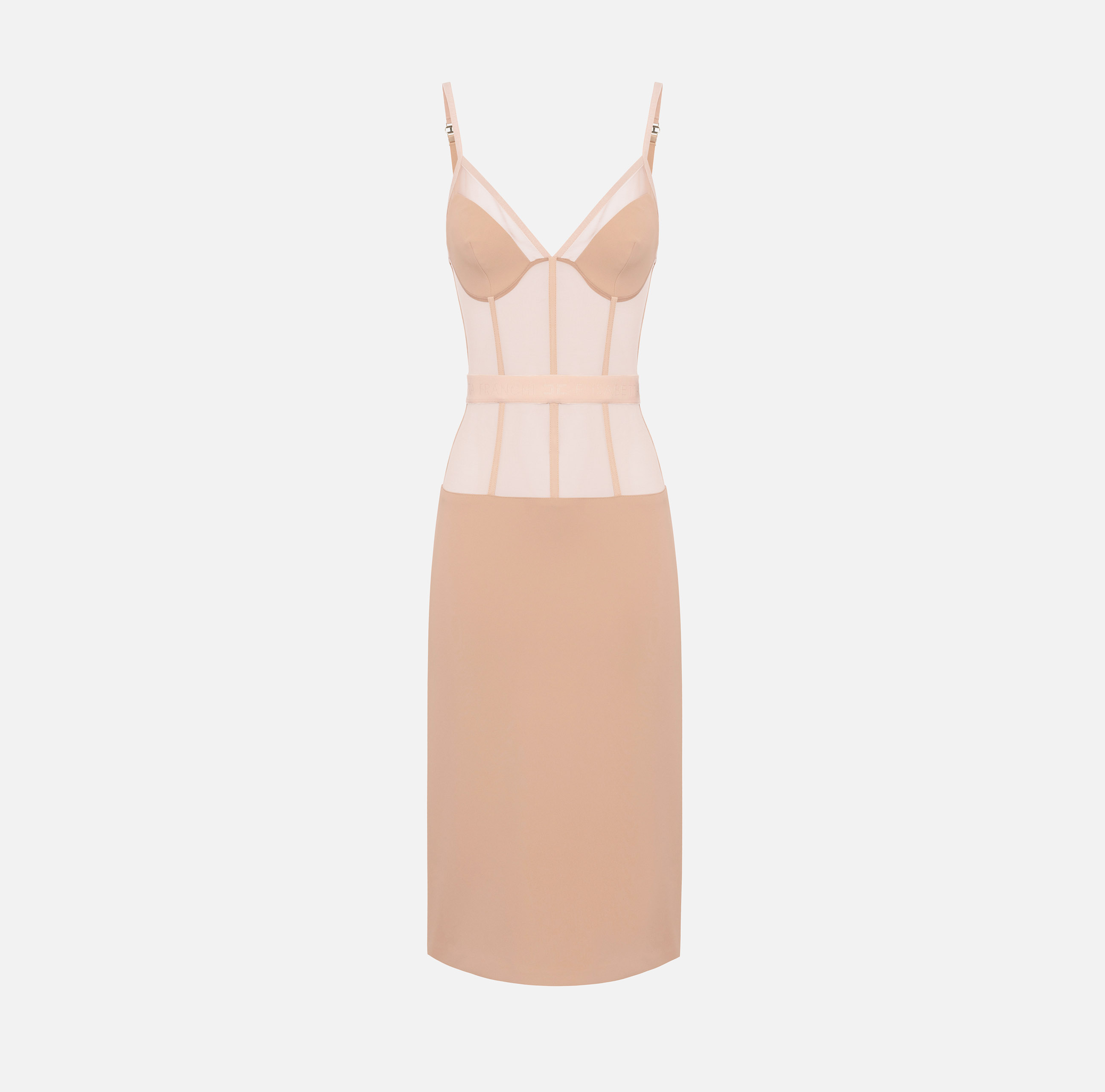 elisabetta franchi Robe fourreau en crêpe et tulle