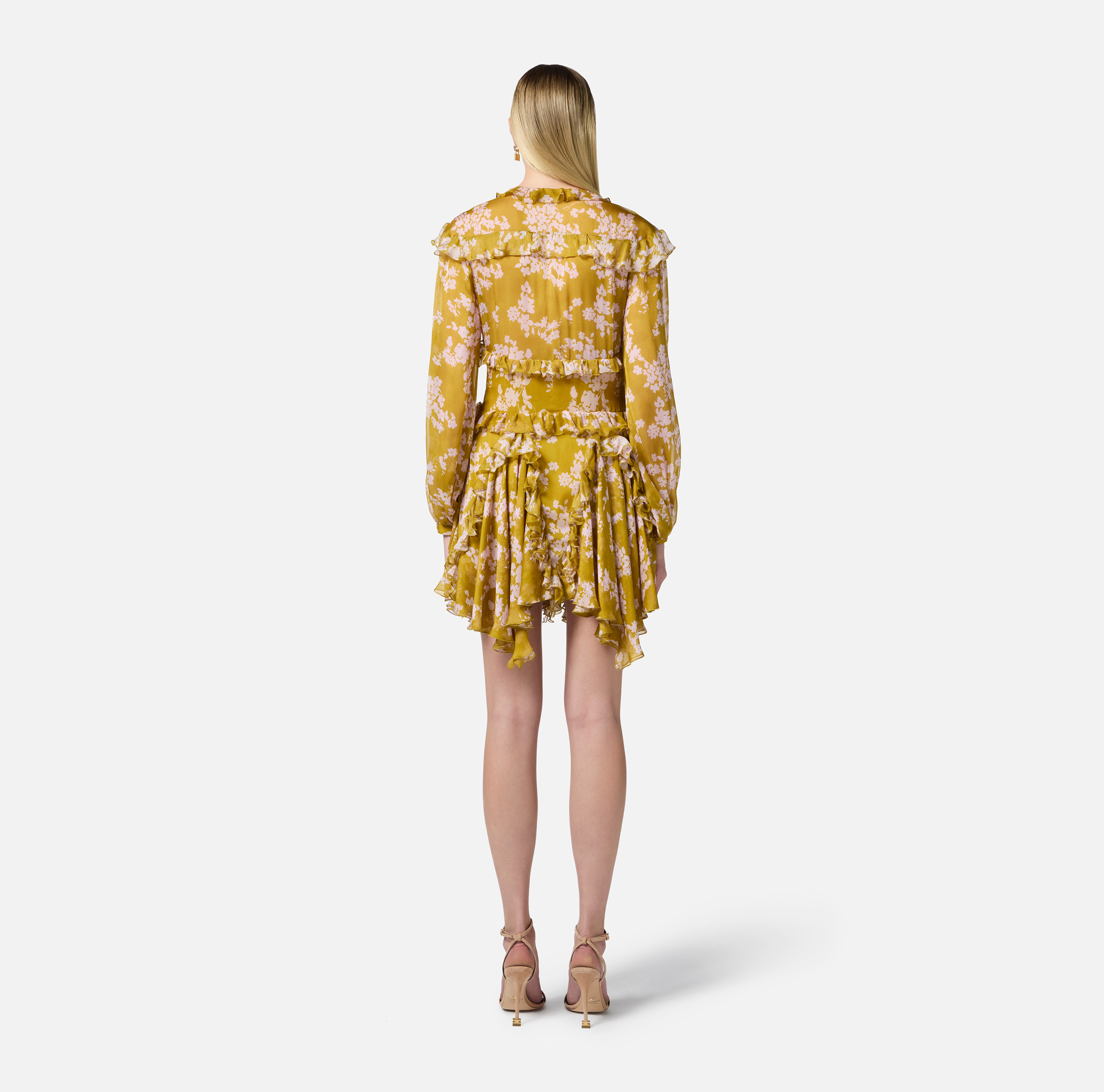 Silk voile printed dress with ruffles | Elisabetta Franchi