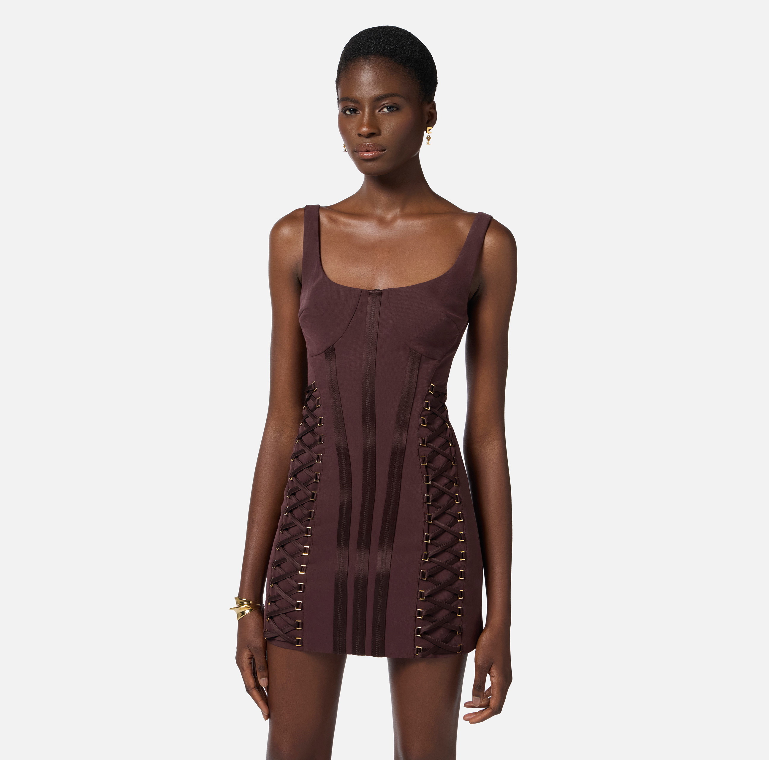【ELISABETTA FRANCHI】 ドレス Elisabetta Franchi Laminated jersey maxi dress with side
