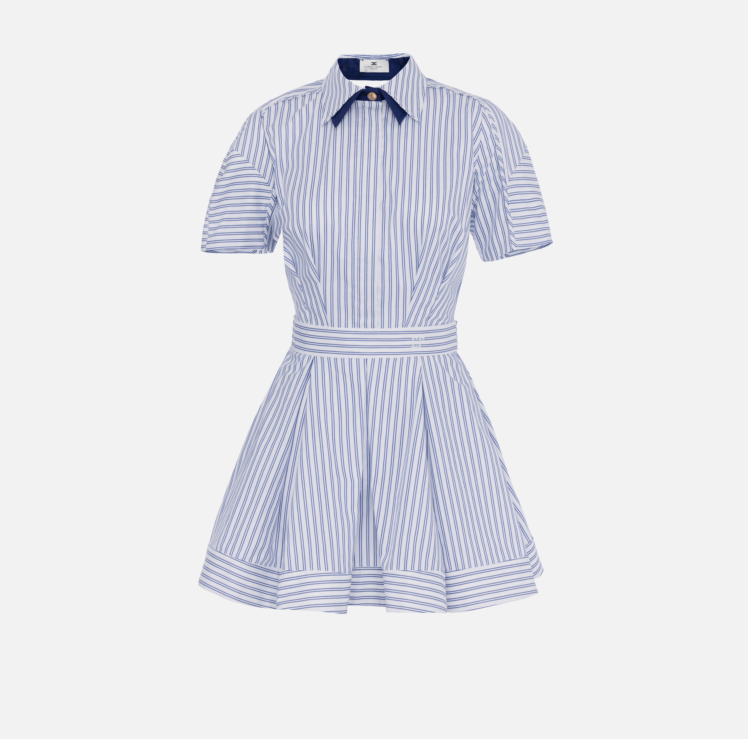 エリザベッタ フランキ ミニドレス ストライプ サッシュベルト ELISABETTA FRANCHI】サッシュベルトストライプポプリンドレス