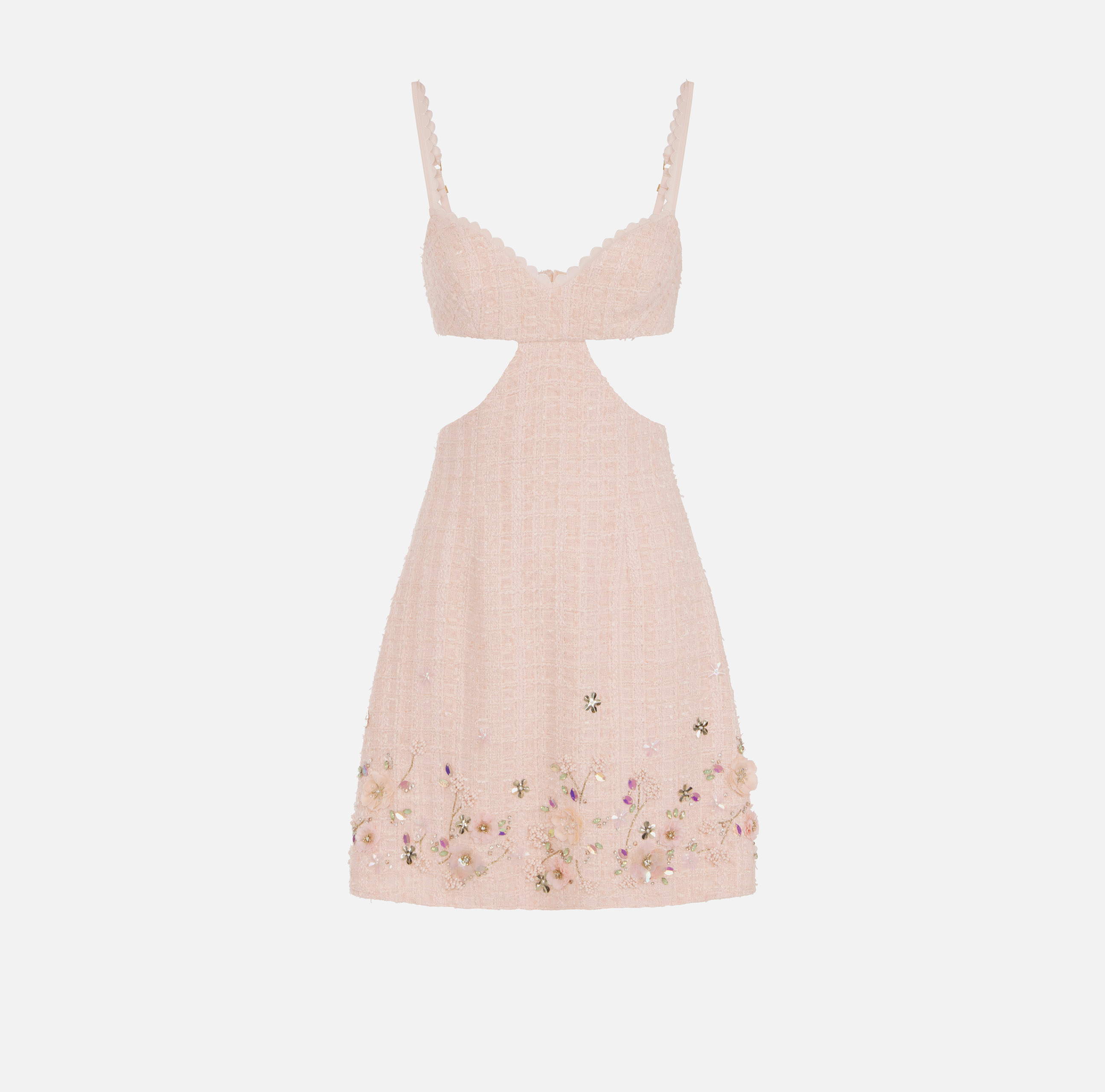 elisabetta franchi Robe en tweed avec broderies florales