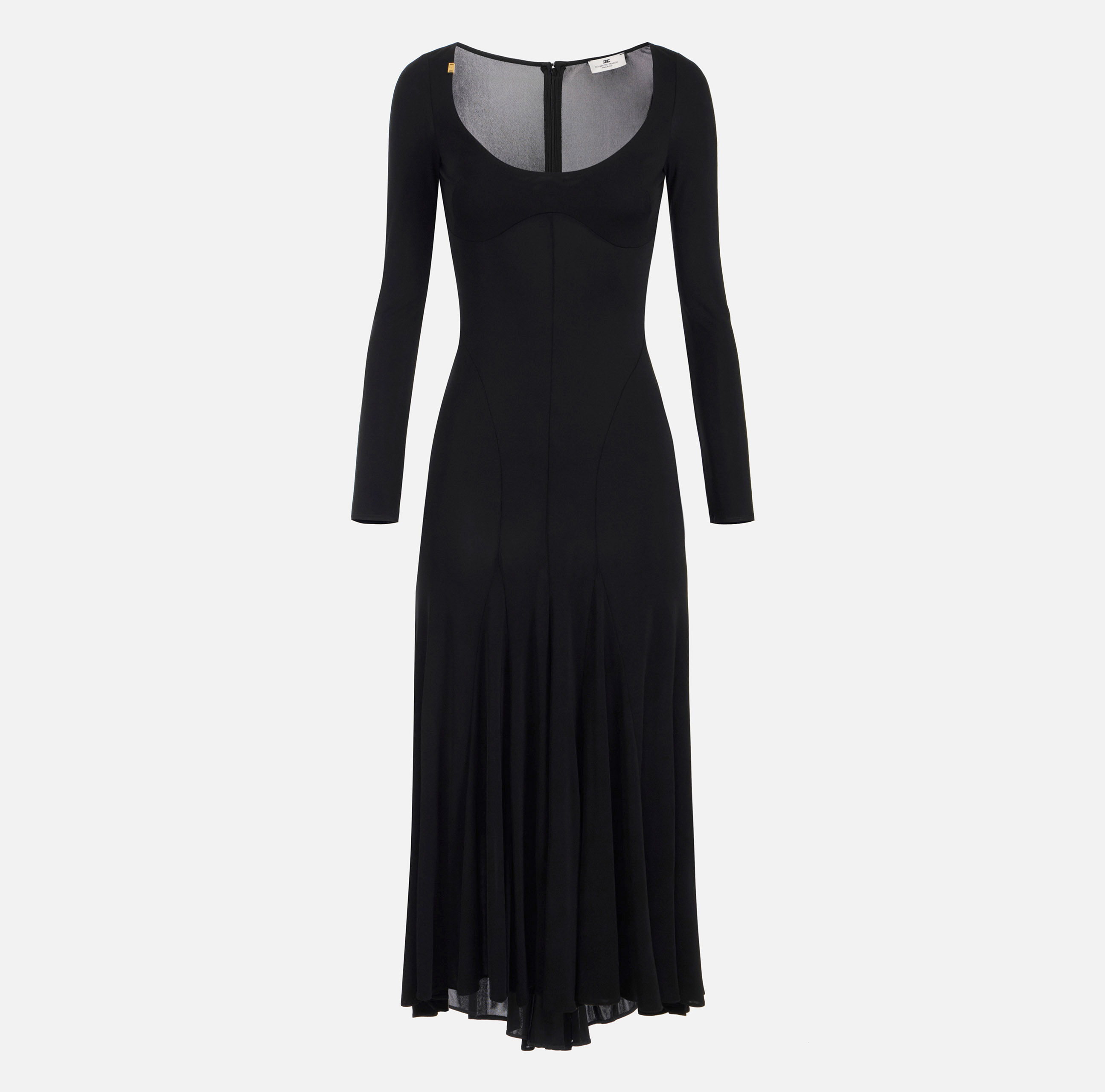 Dress in lightweight jersey fabric with asymmetric cuts