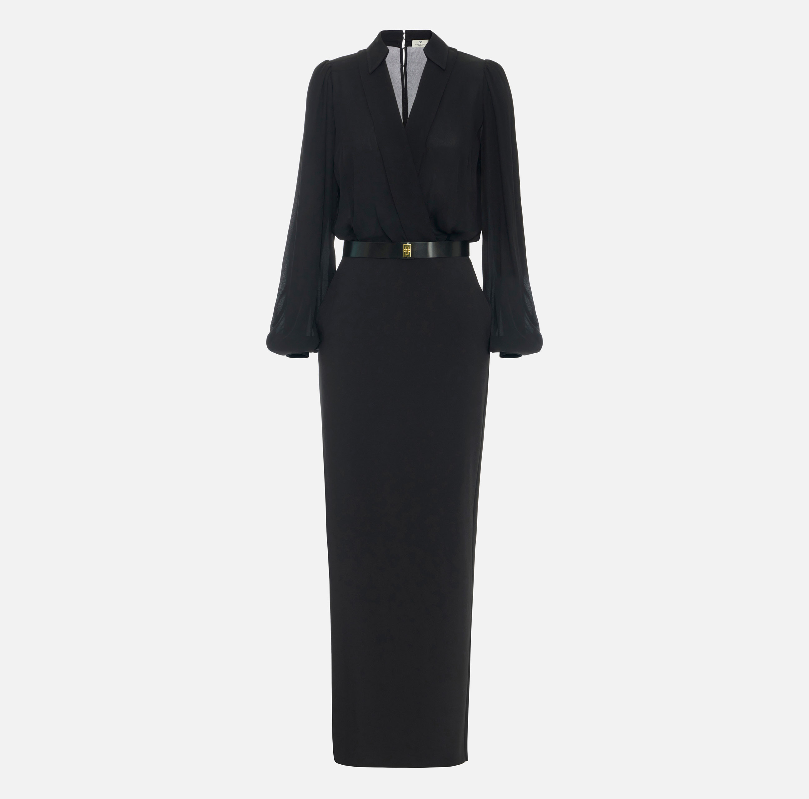 Long crepe shirt dress with belt | Elisabetta Franchi