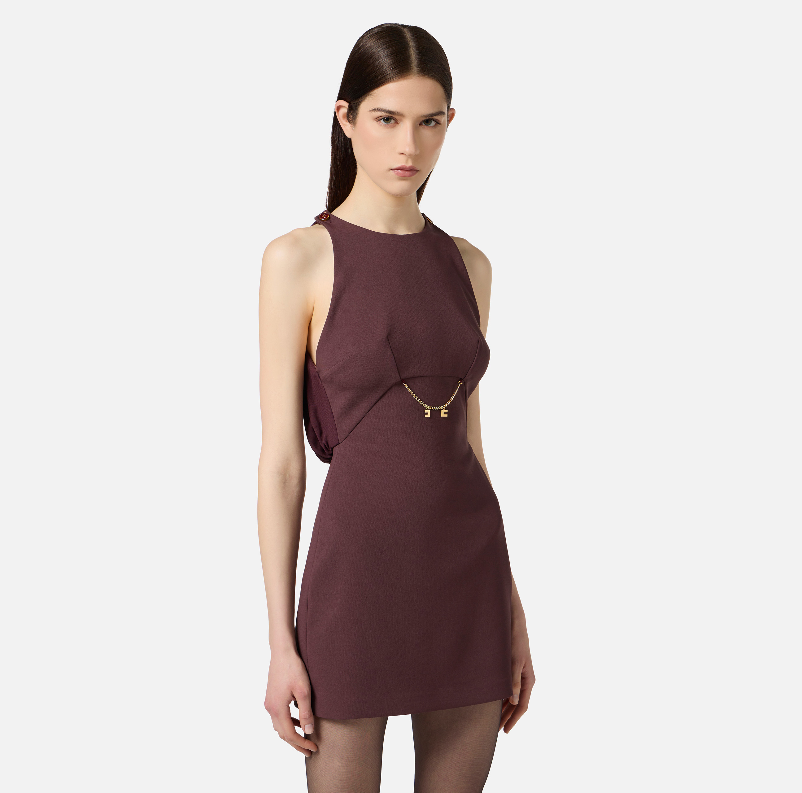 ELISABETTA FRANCHI フロントフリルミニワンピース ドレス 38 Mini Dresses Elisabetta Franchi: Elegant Short Dresses, for