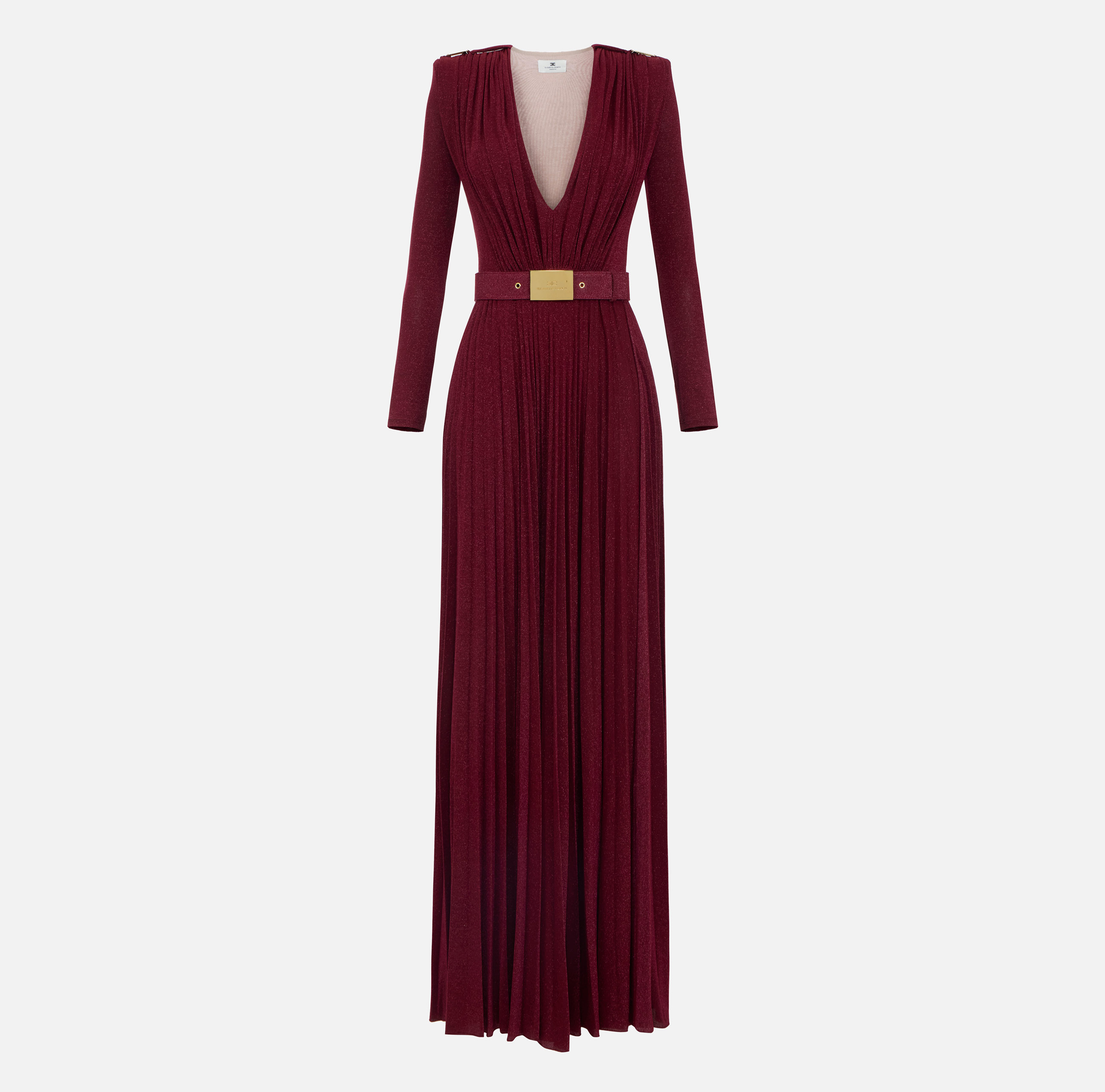 Red Carpet dress in lurex jersey with belt | Elisabetta Franchi