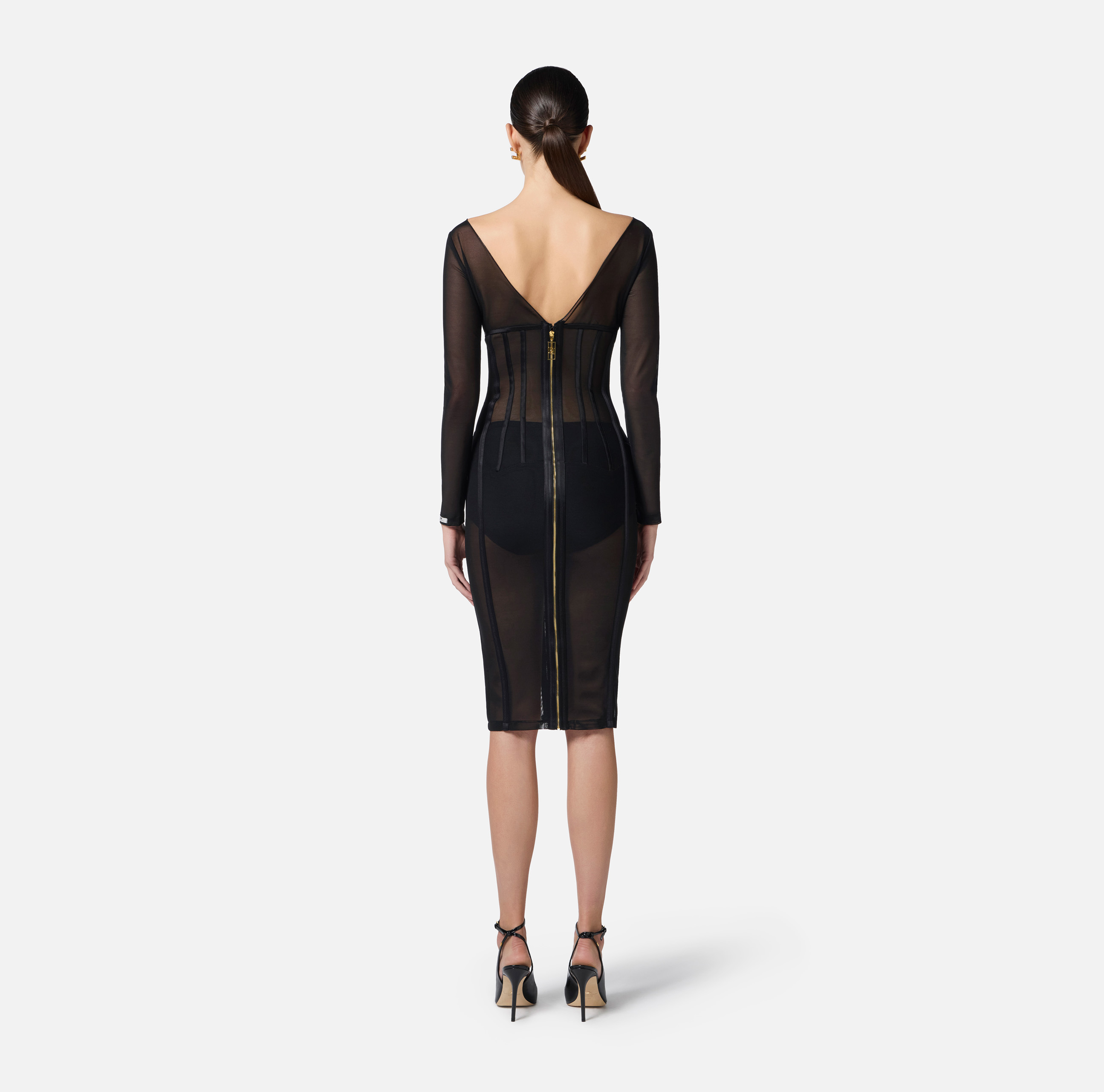 オールインワン・サロペット Elisabetta Franchi Tulle Bustier Dress Elisabetta Franchi Woman Long Jumpsuit with Tulle Bustier