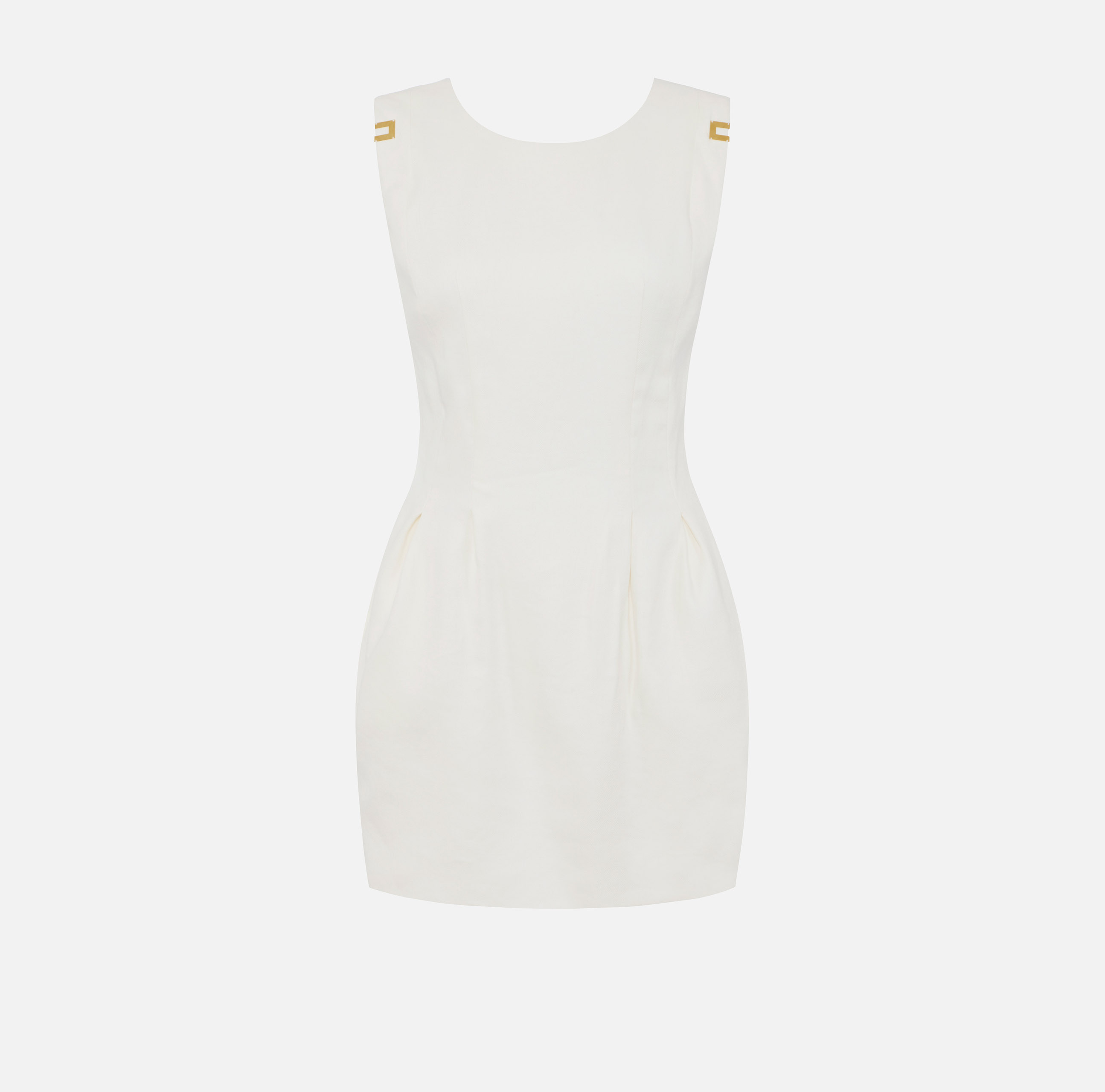 Linen-blend gabardine dress with logo details | Elisabetta