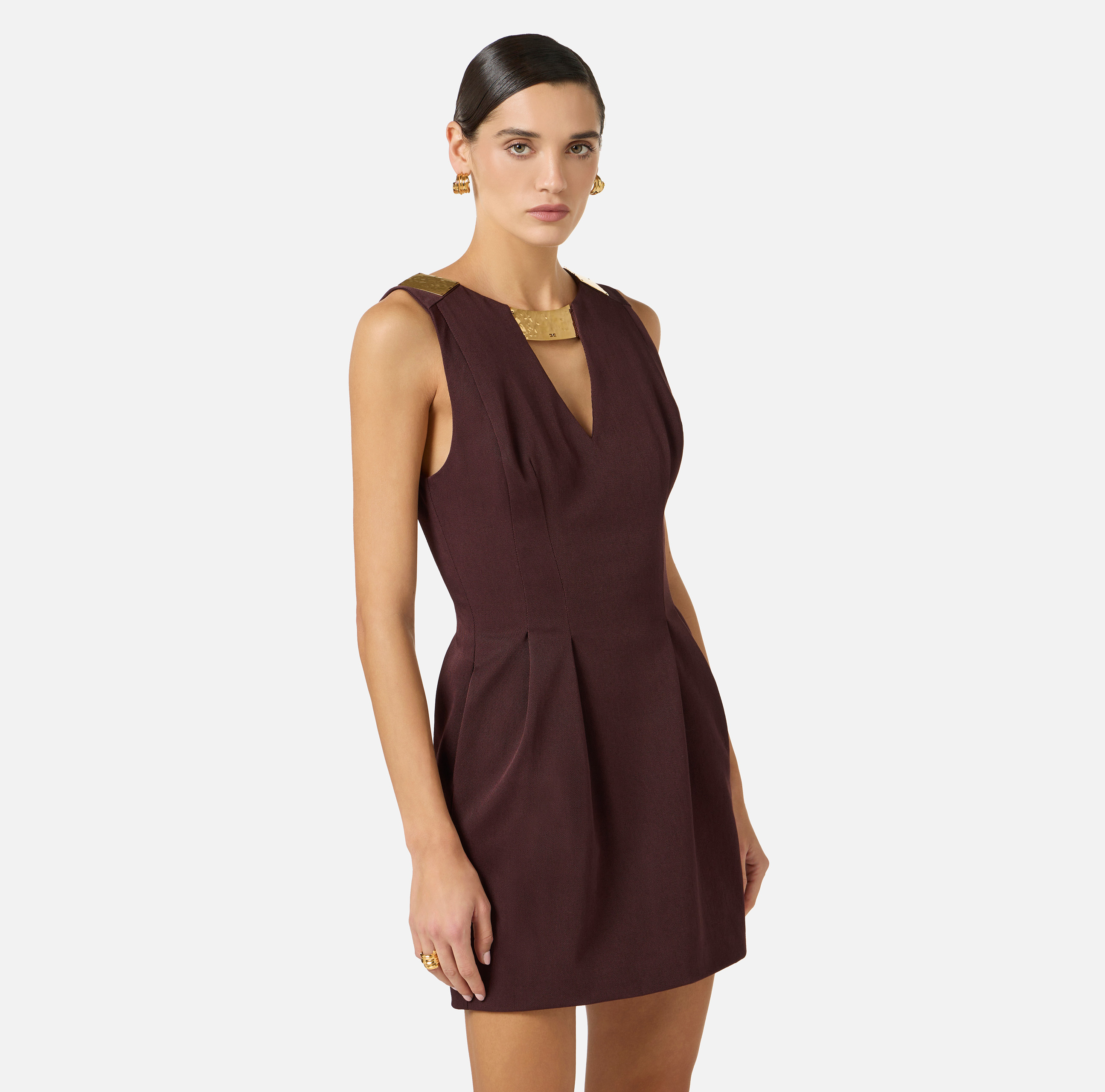 Mini dress in gabardine fabric with jewel detail | Elisabetta Franchi