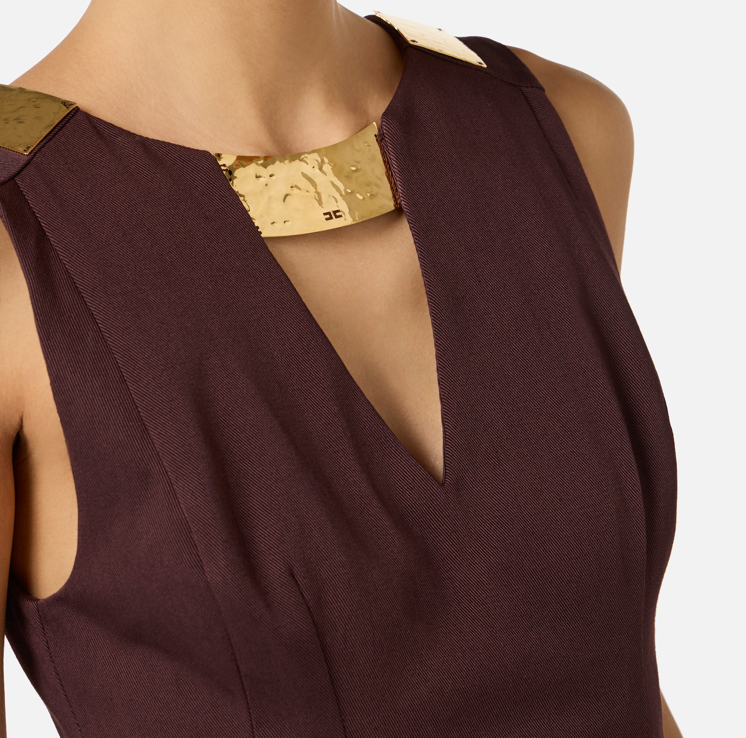 Mini dress in gabardine fabric with jewel detail | Elisabetta Franchi