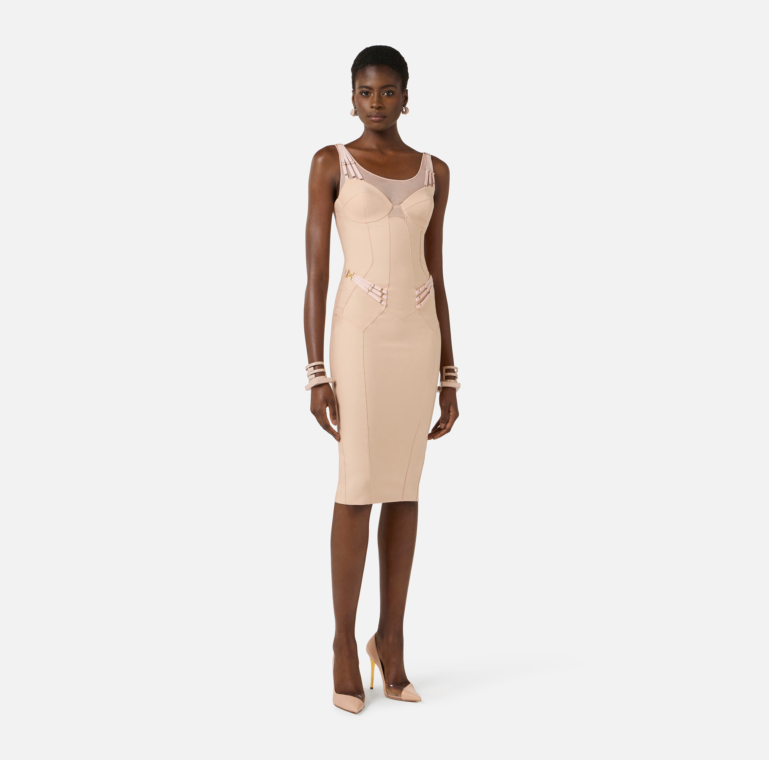 elisabetta franchi midi dress Elisabetta Franchi Satin Bustier Midi Dress | Black