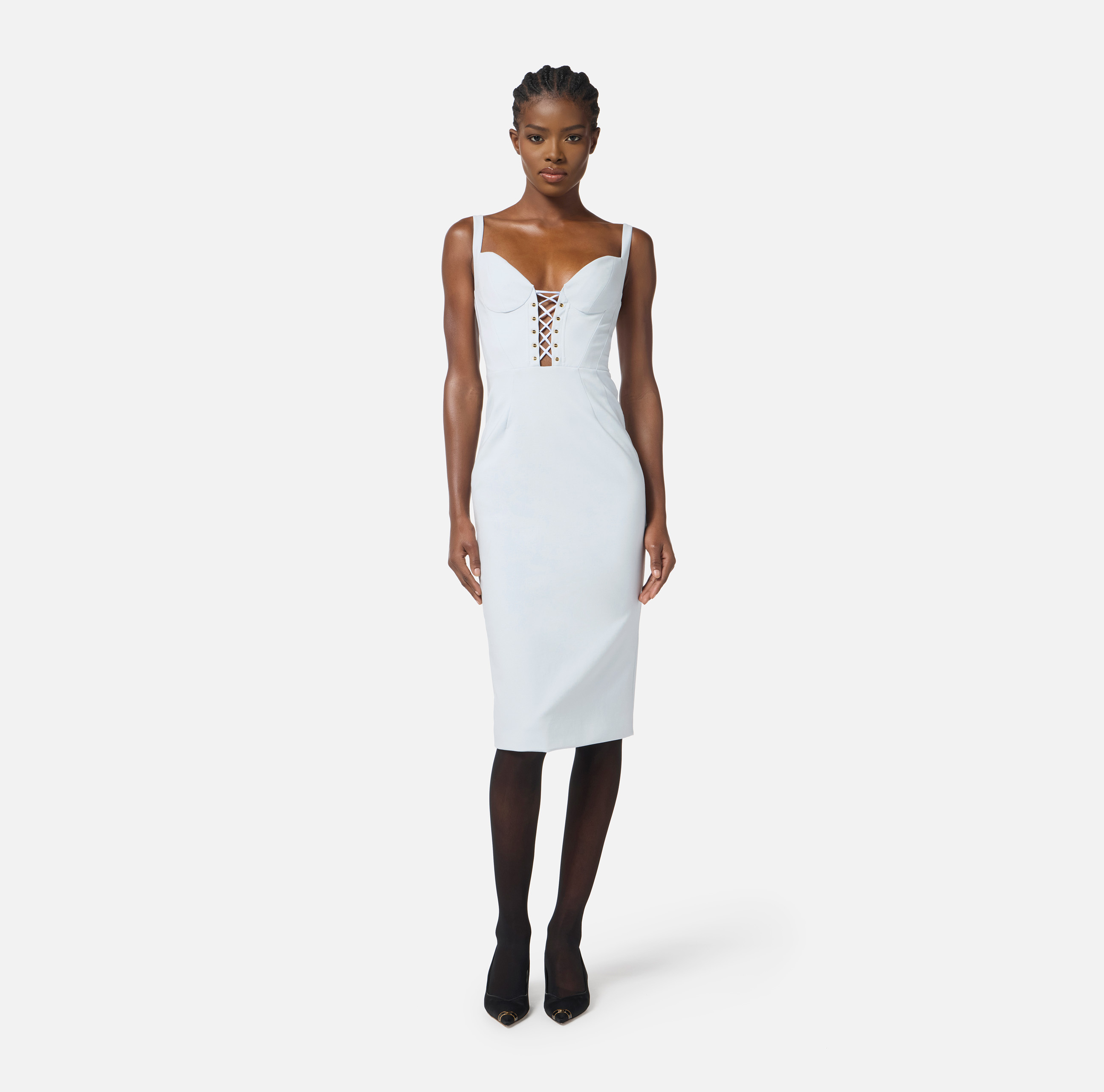 ワンピース Elisabetta Franchi SATIN DRESS WITH CRISS-CROSS LACE Crêpe-back satin dress with crossover laces | Elisabetta Franchi