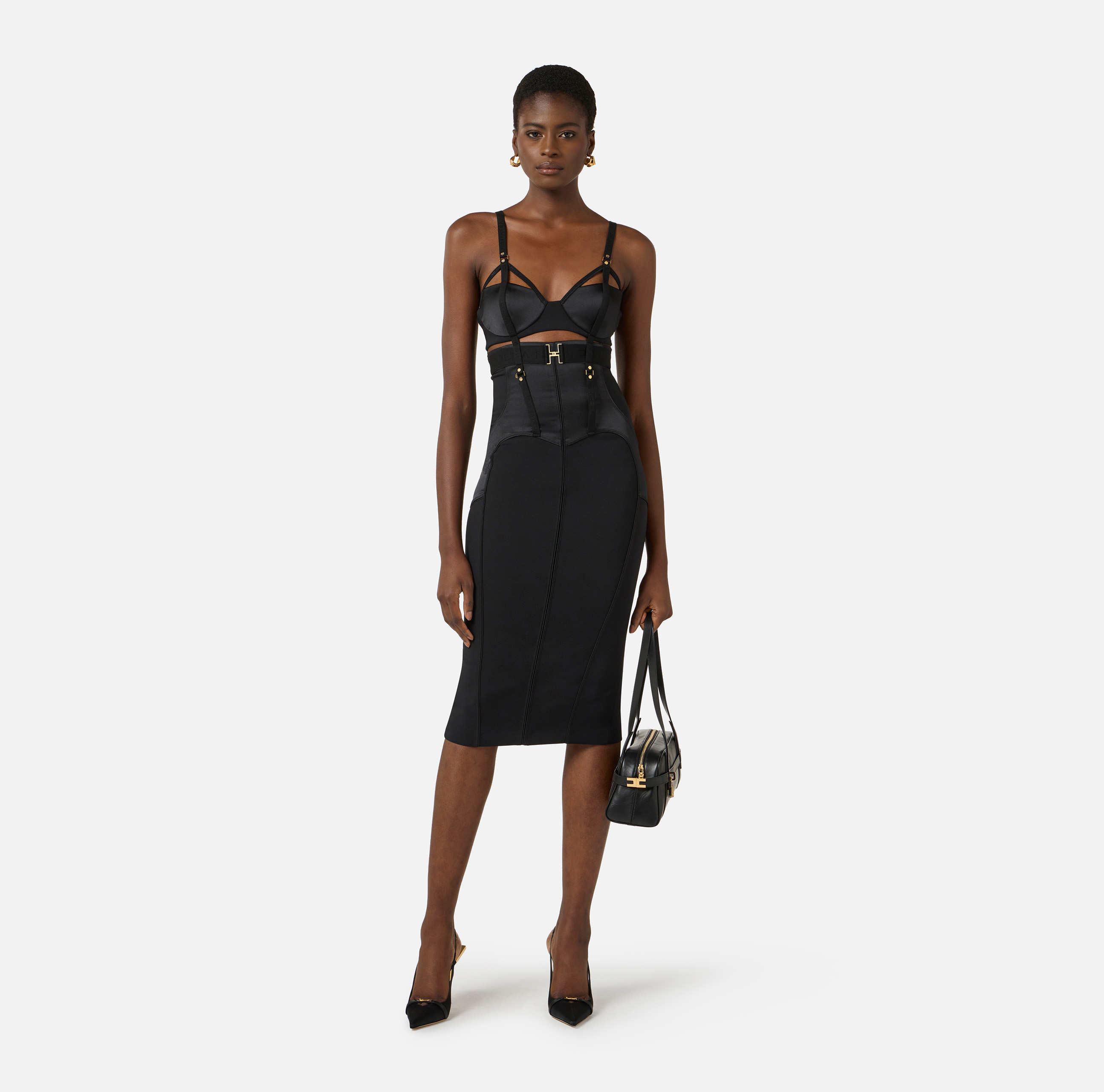 Bustier dress in lightweight crêpe and satin fabrics | Elisabetta