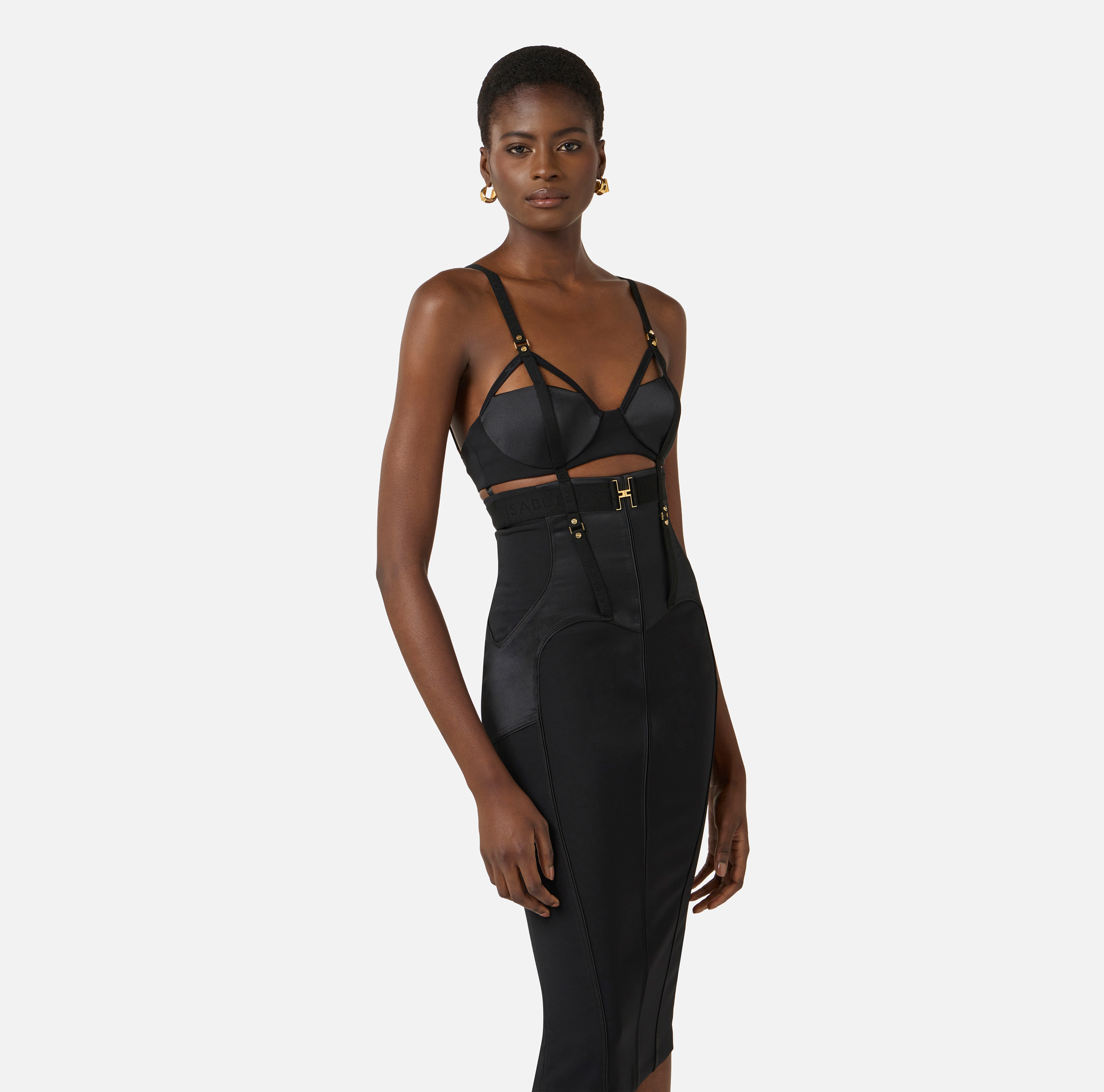 Bustier dress in lightweight crêpe and satin fabrics | Elisabetta