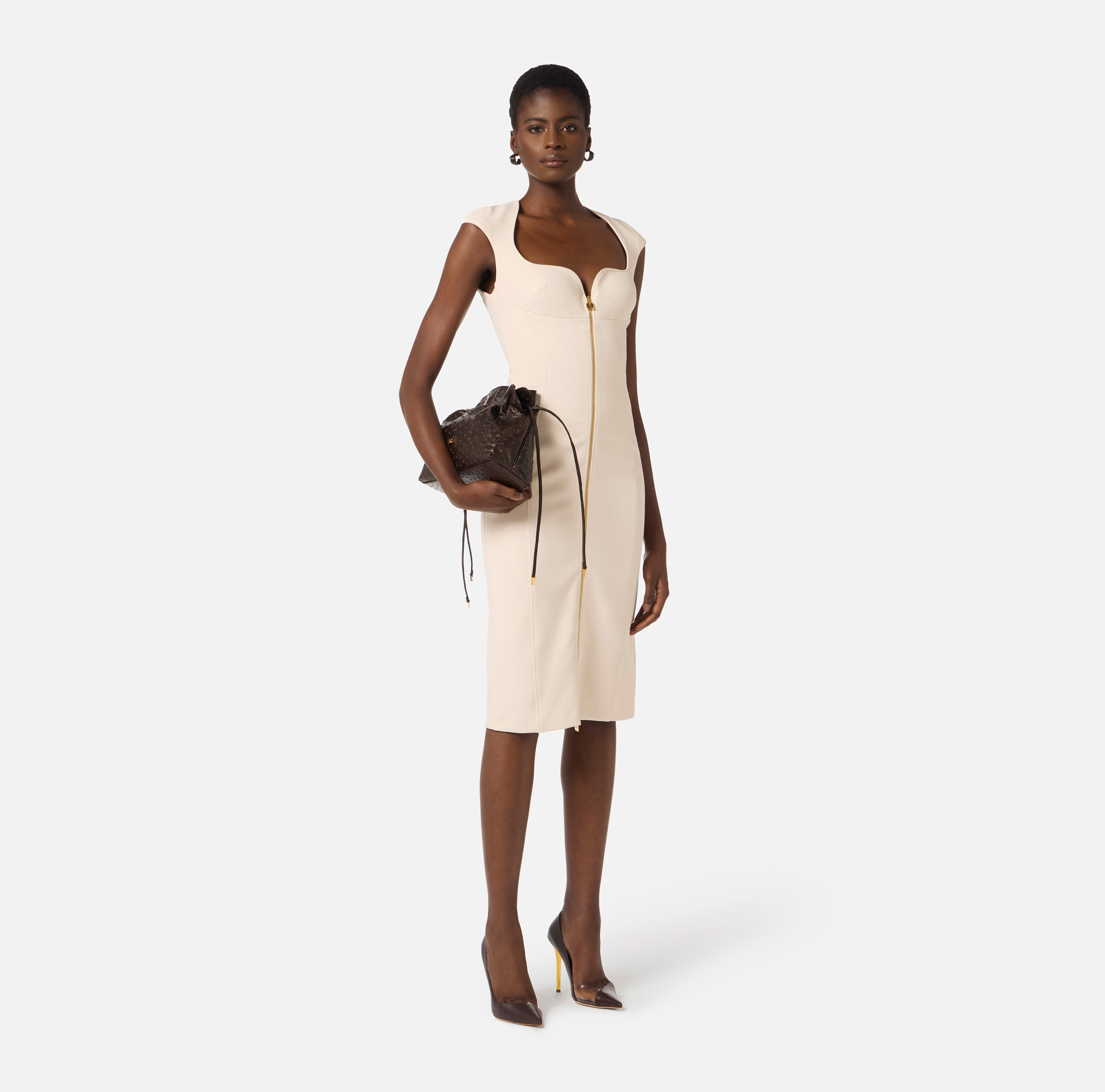 Dress in double layer stretch crêpe fabric | Elisabetta Franchi