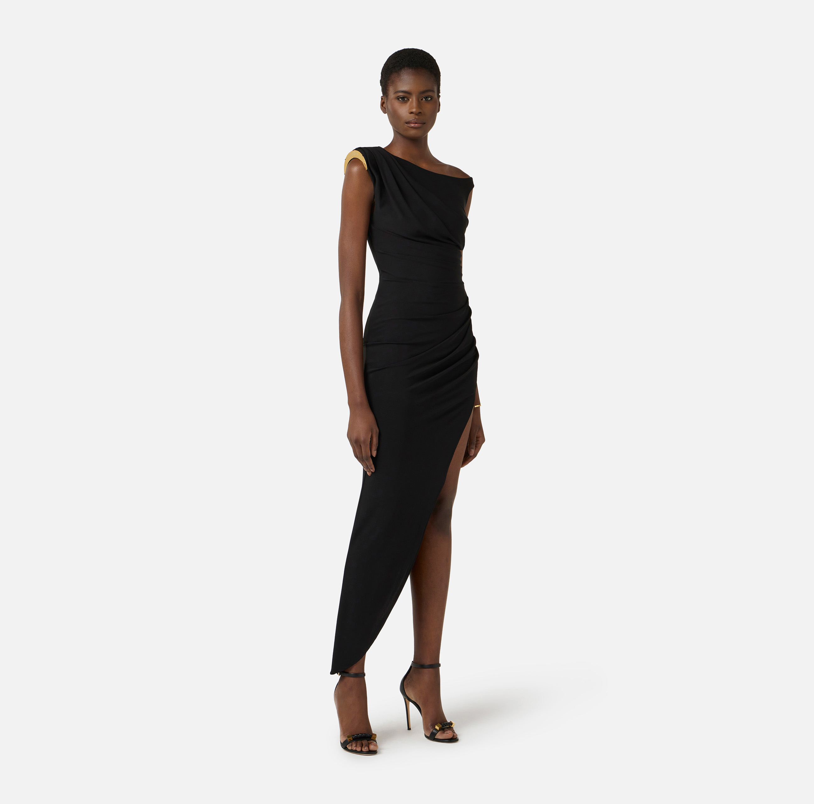 Dress in crêpe jersey fabric with jewel strap | Elisabetta Franchi