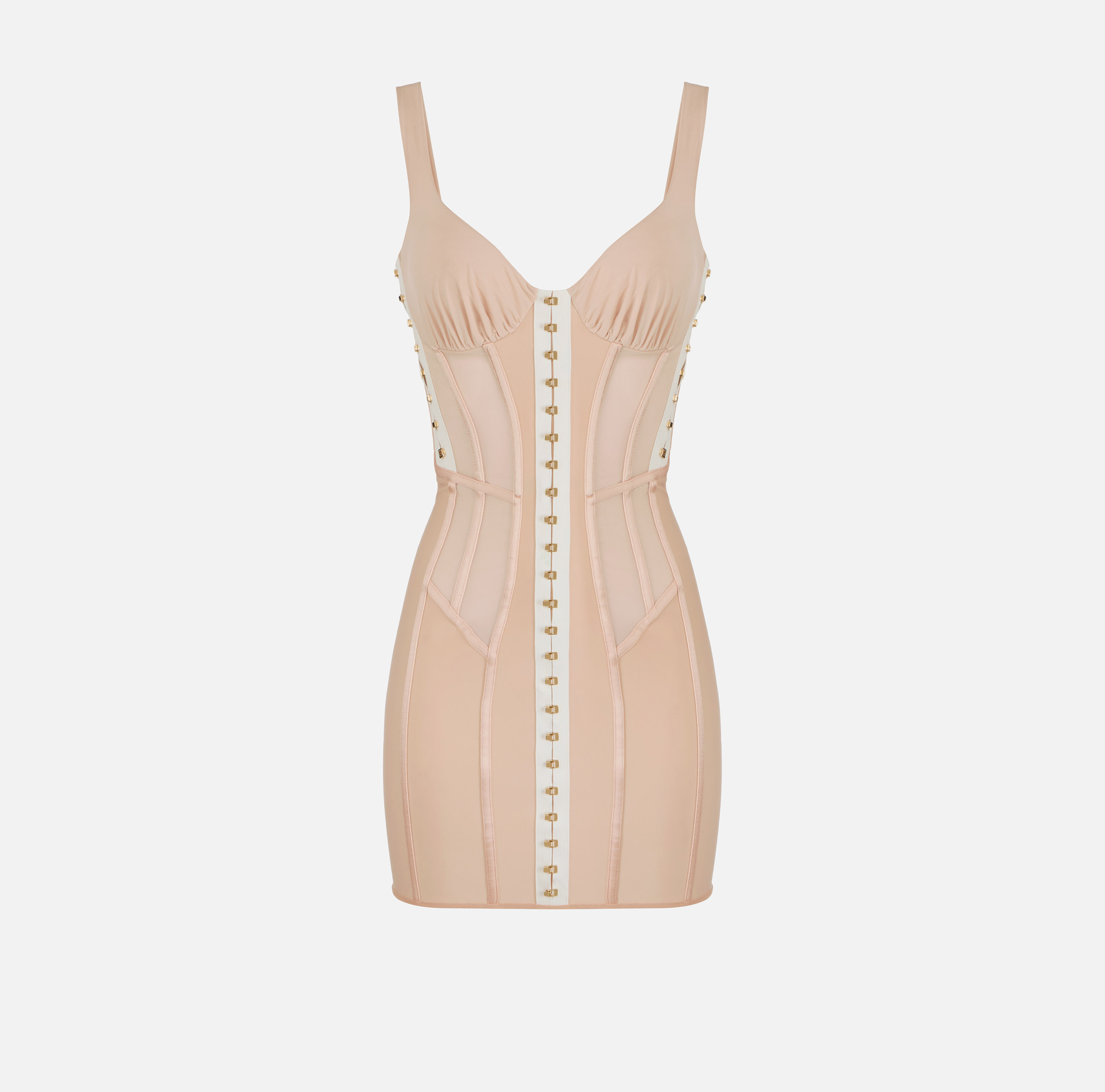 Bustier dress in bi-elastic and tulle fabrics | Elisabetta Franchi