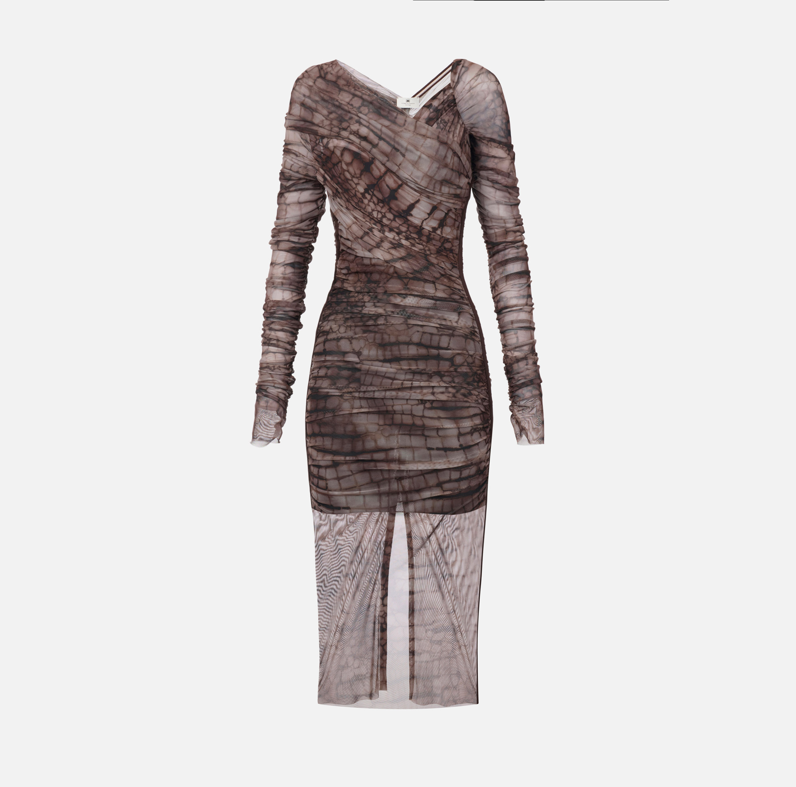 Dress in tulle fabric with alligator print | Elisabetta Franchi