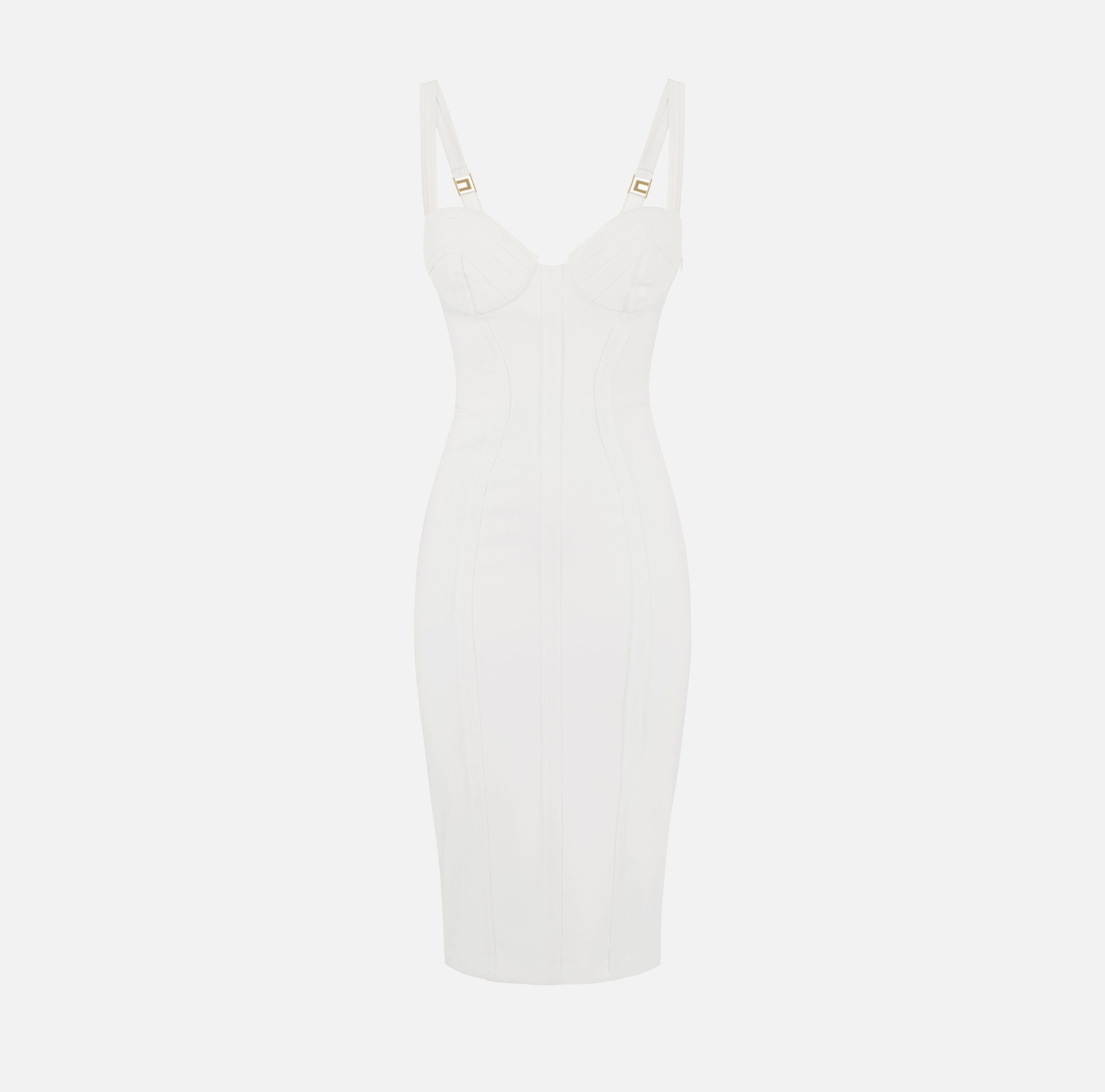 Dress in lightweight crêpe fabric with raw-edge fabric