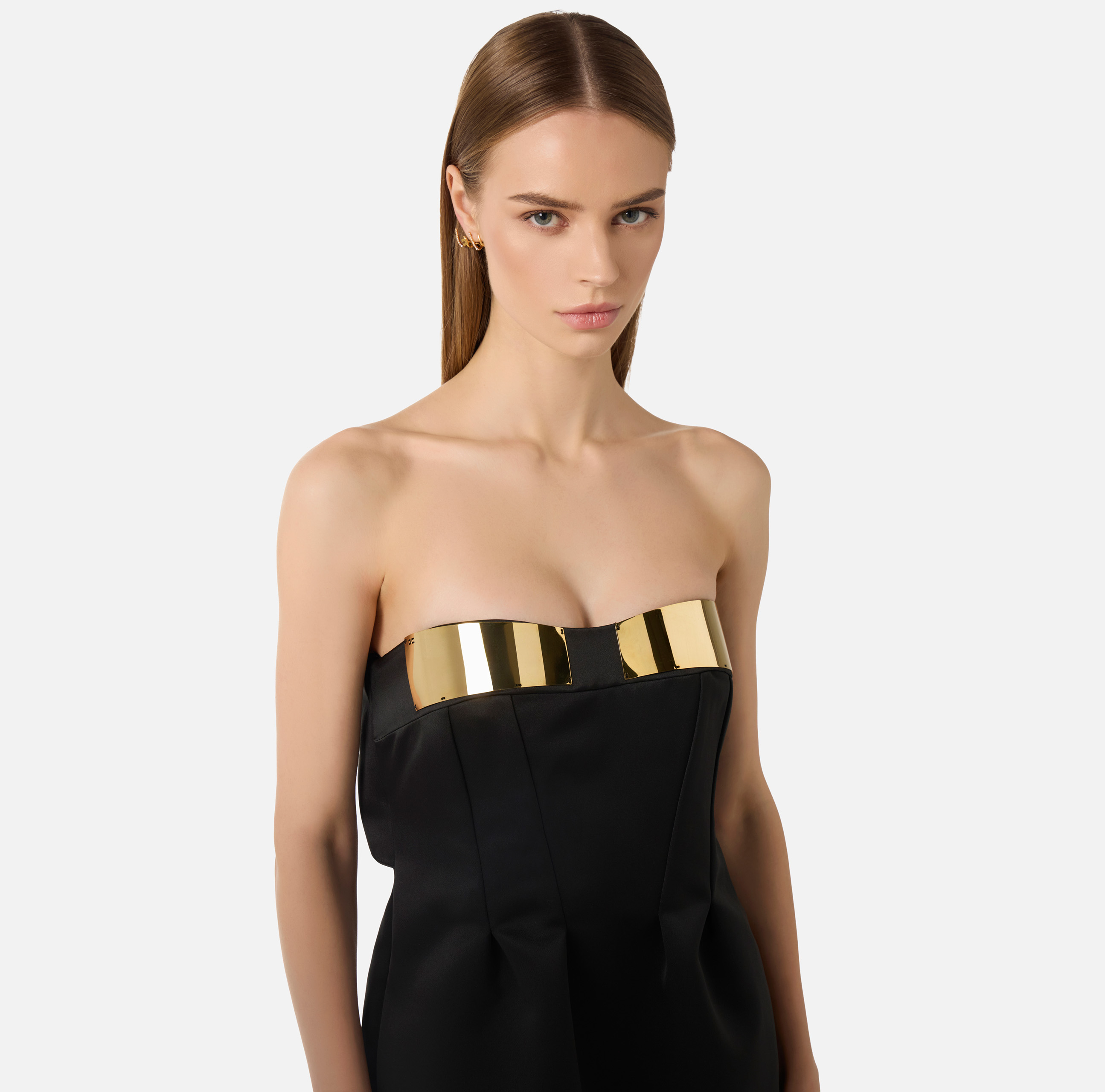 Mini dress in duchess satin with jewel cups | Elisabetta Franchi