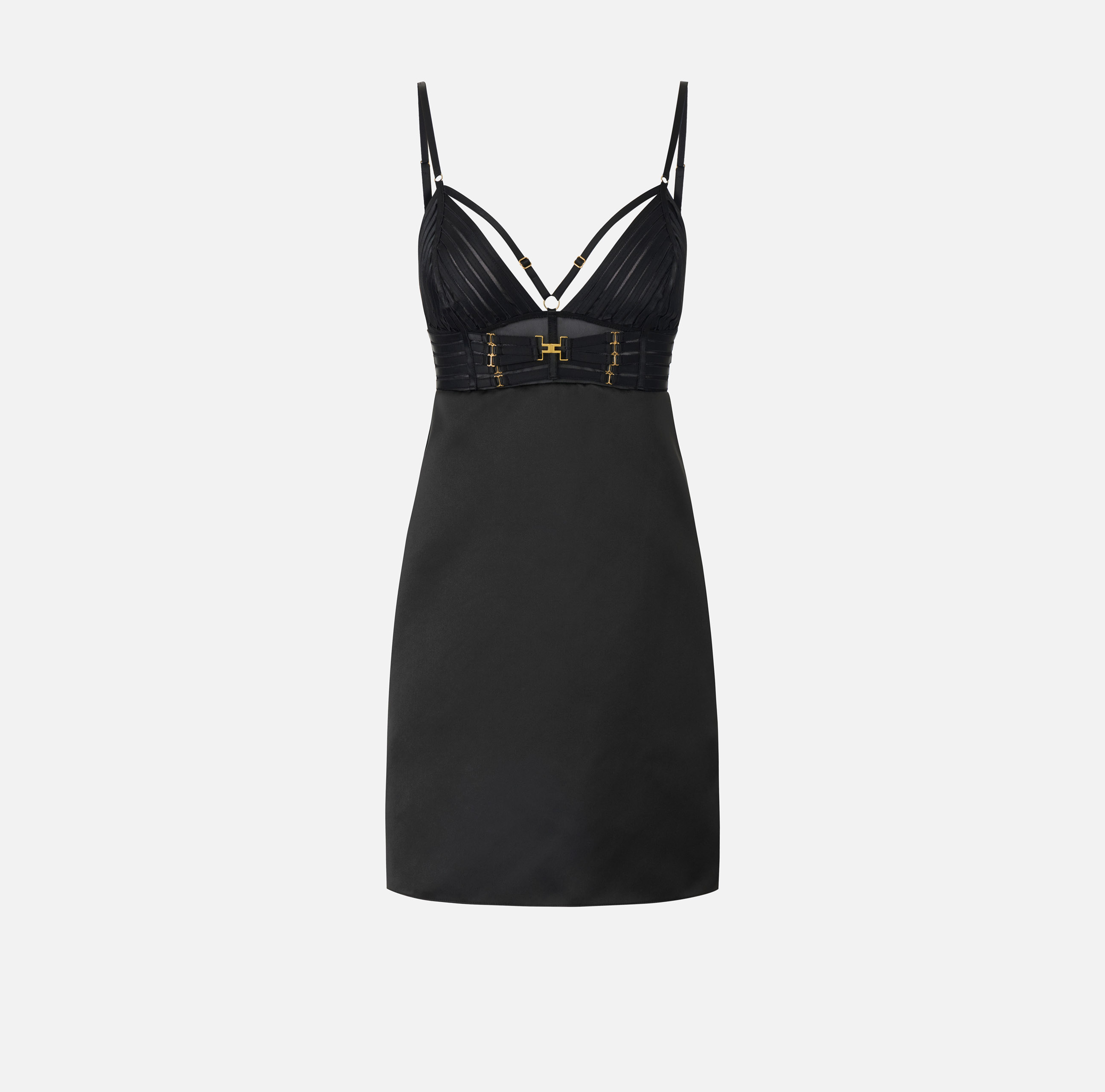 Mini dress in duchess satin with elastic straps | Elisabetta Franchi