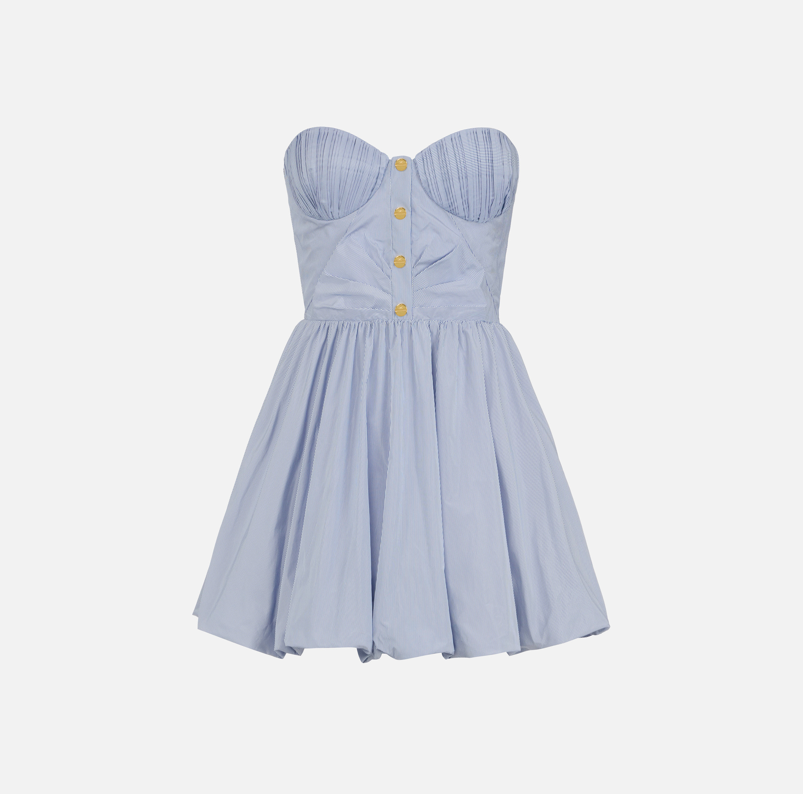 ELISABETTA FRANCHI ロゴ スタッズ クルーネック ミニドレス Striped nylon taffeta mini dress | Elisabetta Franchi