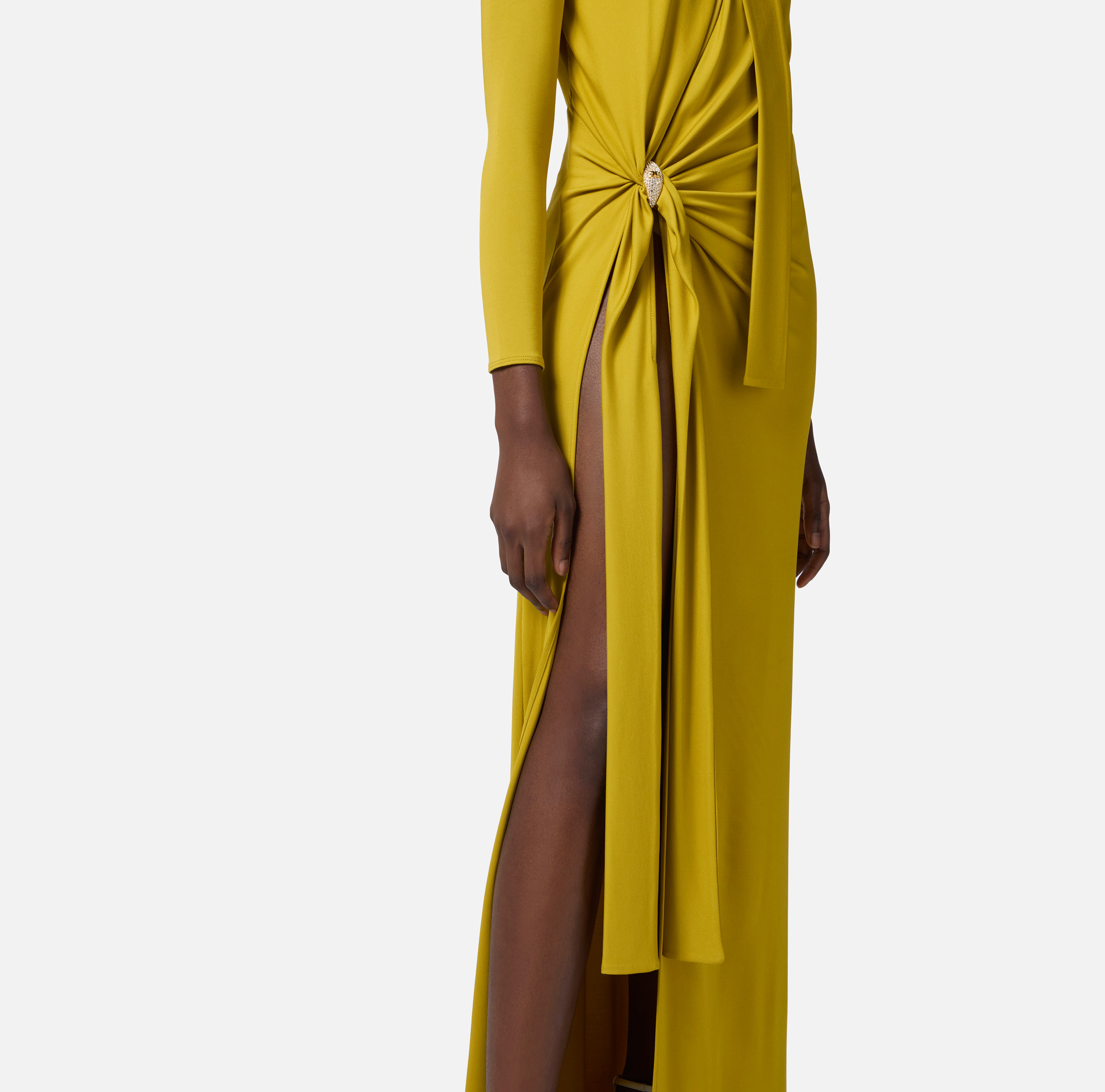 Red Carpet jersey dress with slit and knots | Elisabetta Franchi