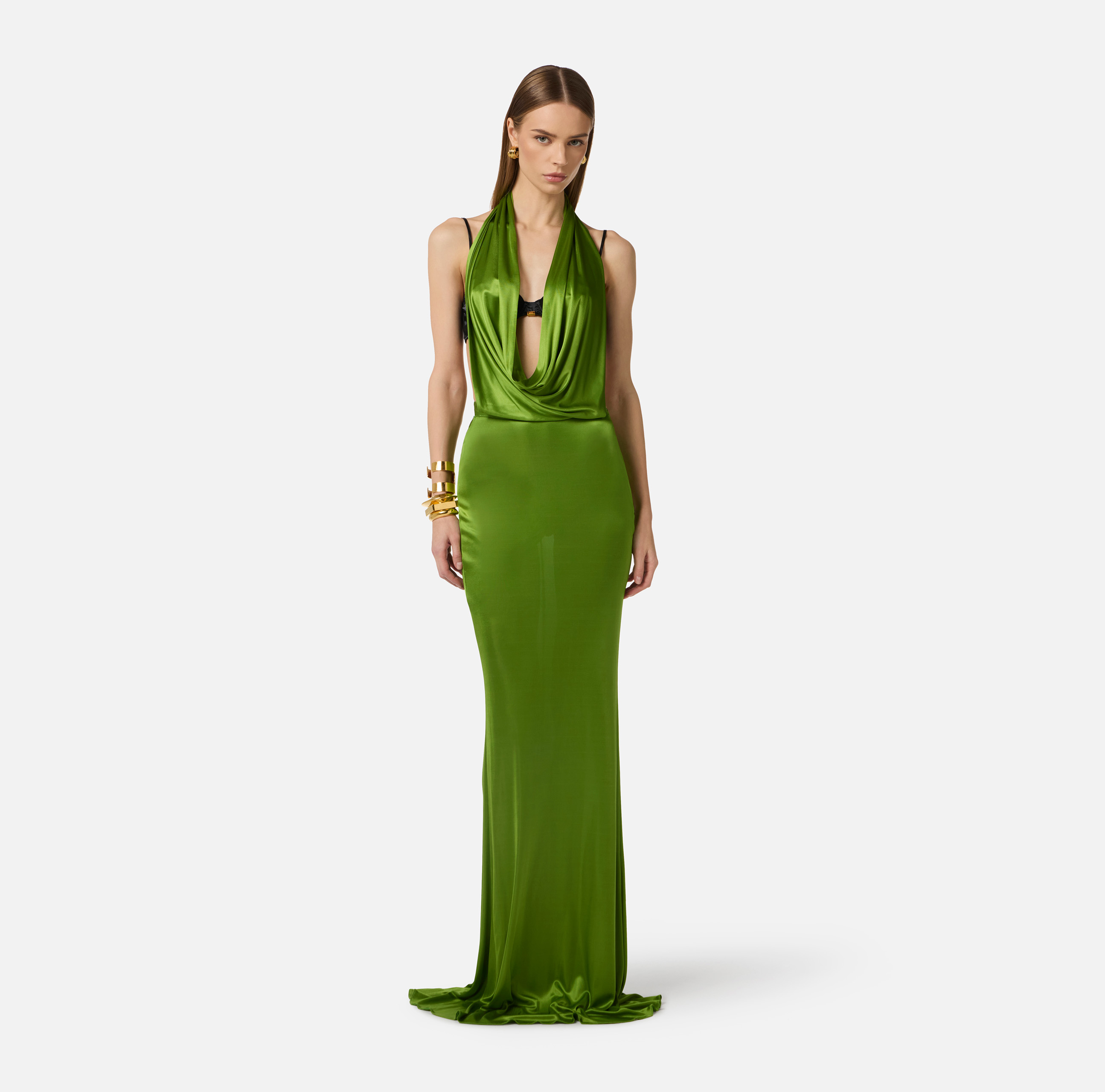 Red Carpet Elisabetta Franchi Abiti Lunghi Verde Elisabetta Franchi Donna  Abito Red Carpet Con Keyhole E