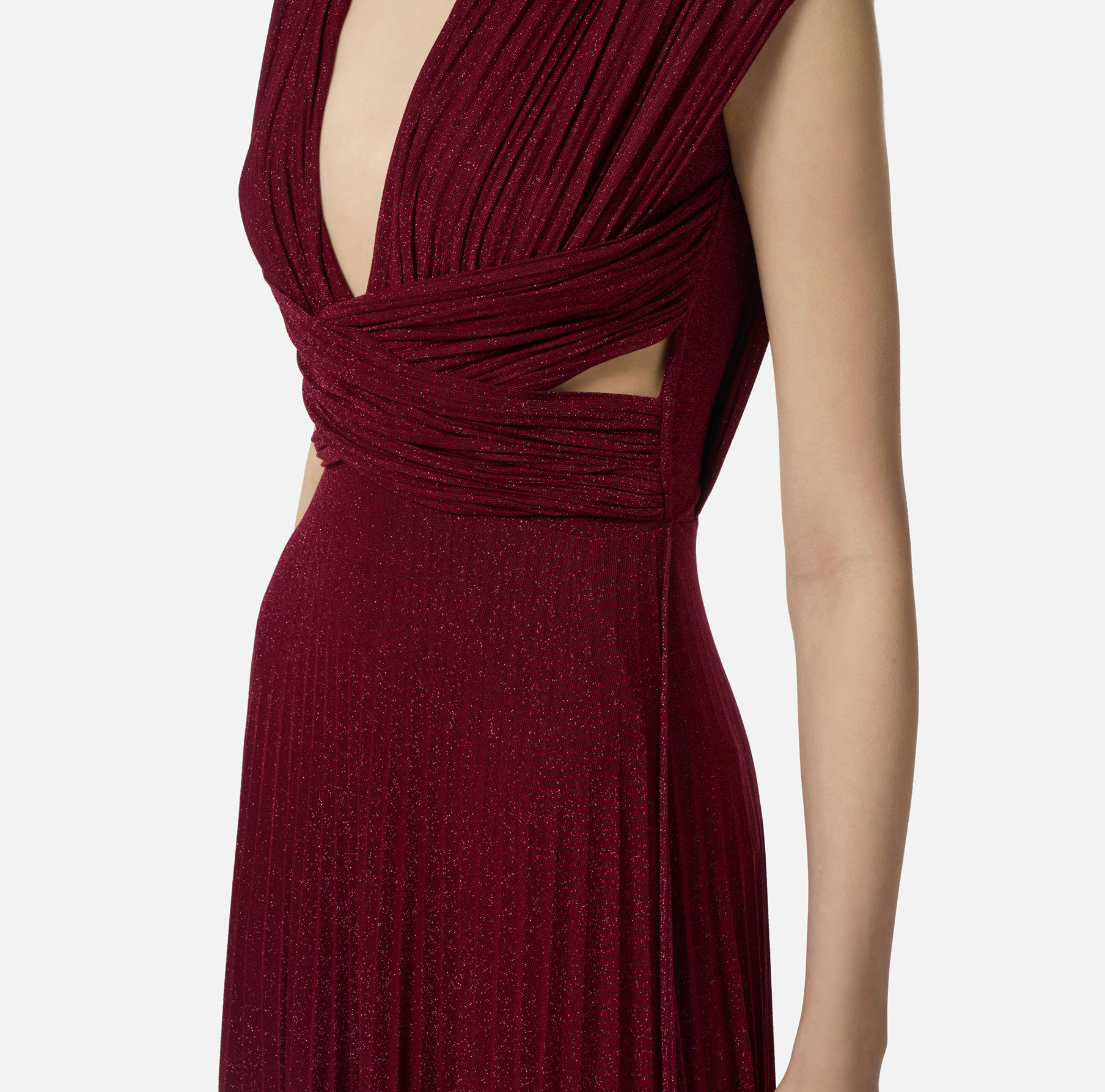 ワンピース ELISABETTA FRANCHI FW25 'Red Carpet' dress (ABR1556E2 EA3) Red Carpet lurex jersey dress | Elisabetta Franchi