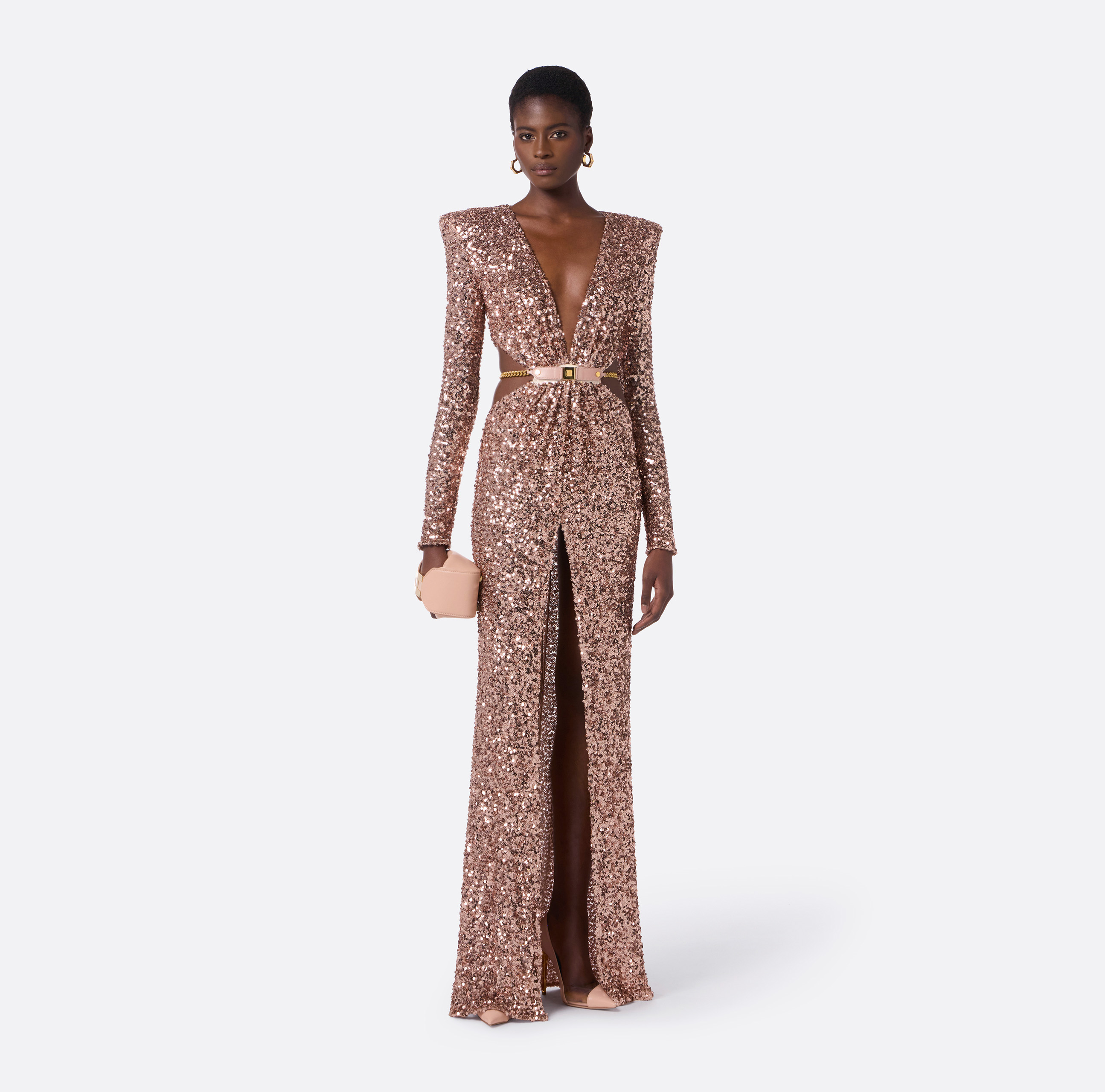 Red Carpet Sequinned Dress with Belt
