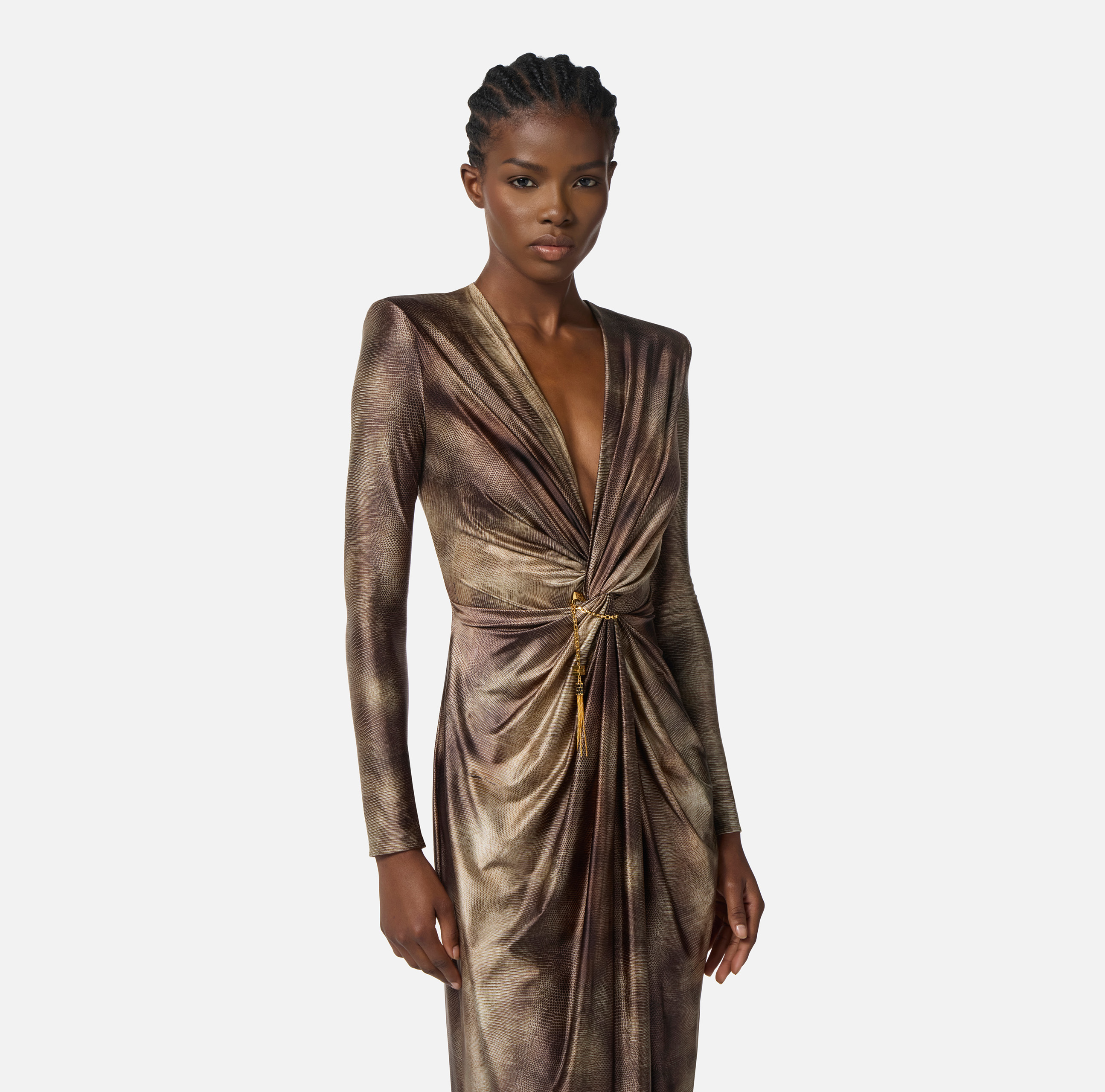 Red Carpet dress in Lycra fabric with python print