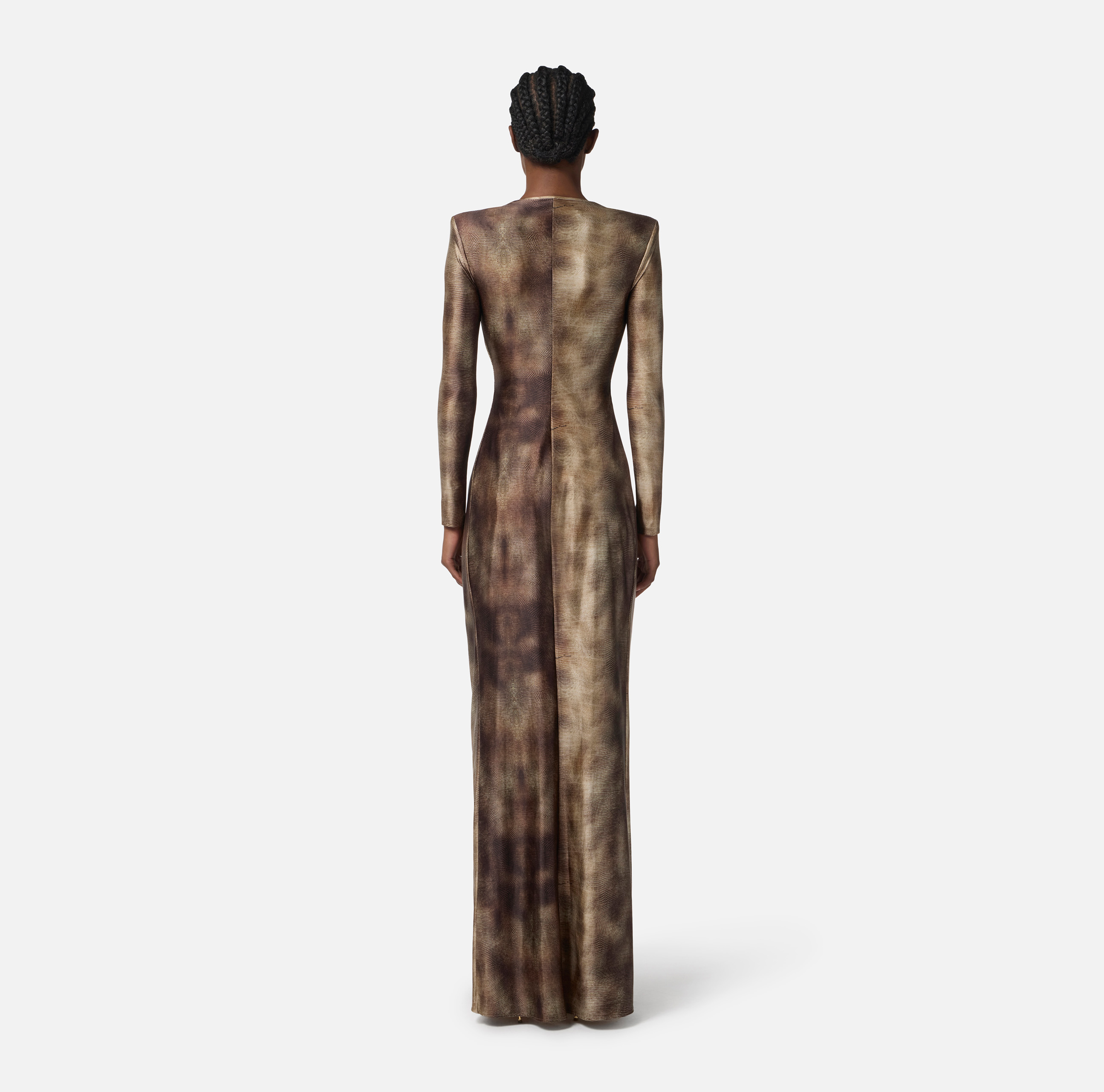 Red Carpet dress in Lycra fabric with python print