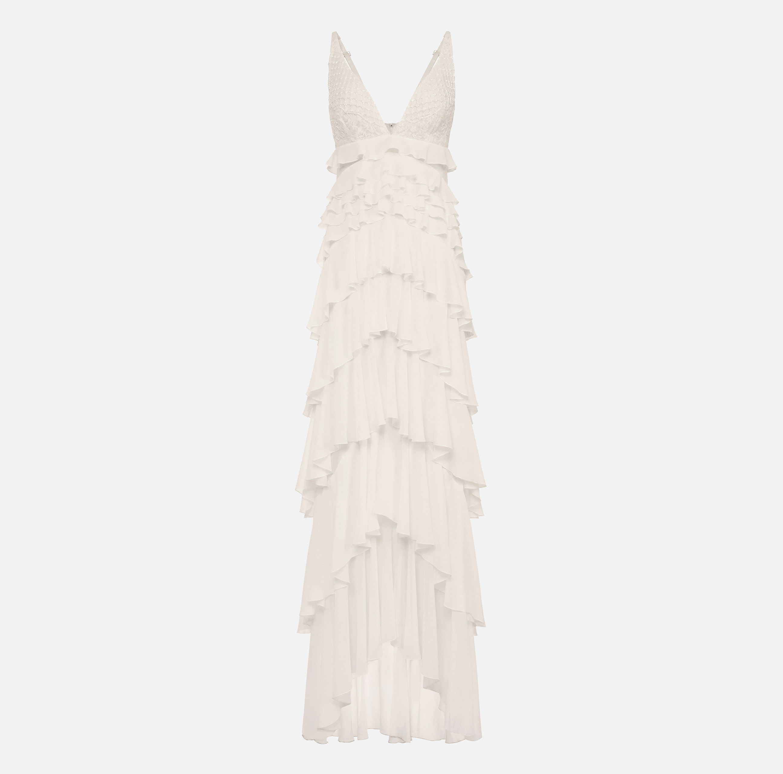 elisabetta franchi Robe Red Carpet en georgette avec volants