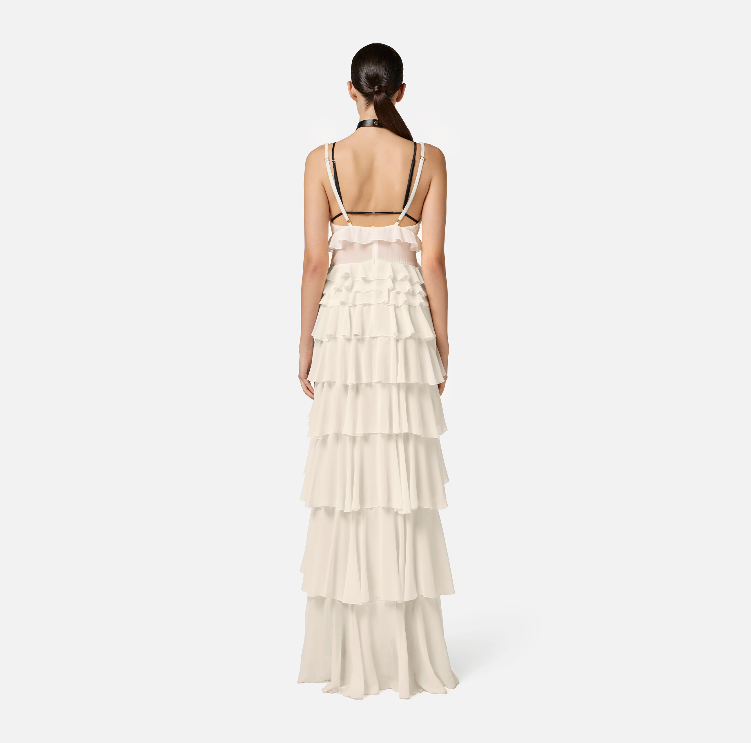 ELISABETTA FRANCHI★Red Carpet dress in georgette fabric Red Carpet dress in georgette fabric with ruffles