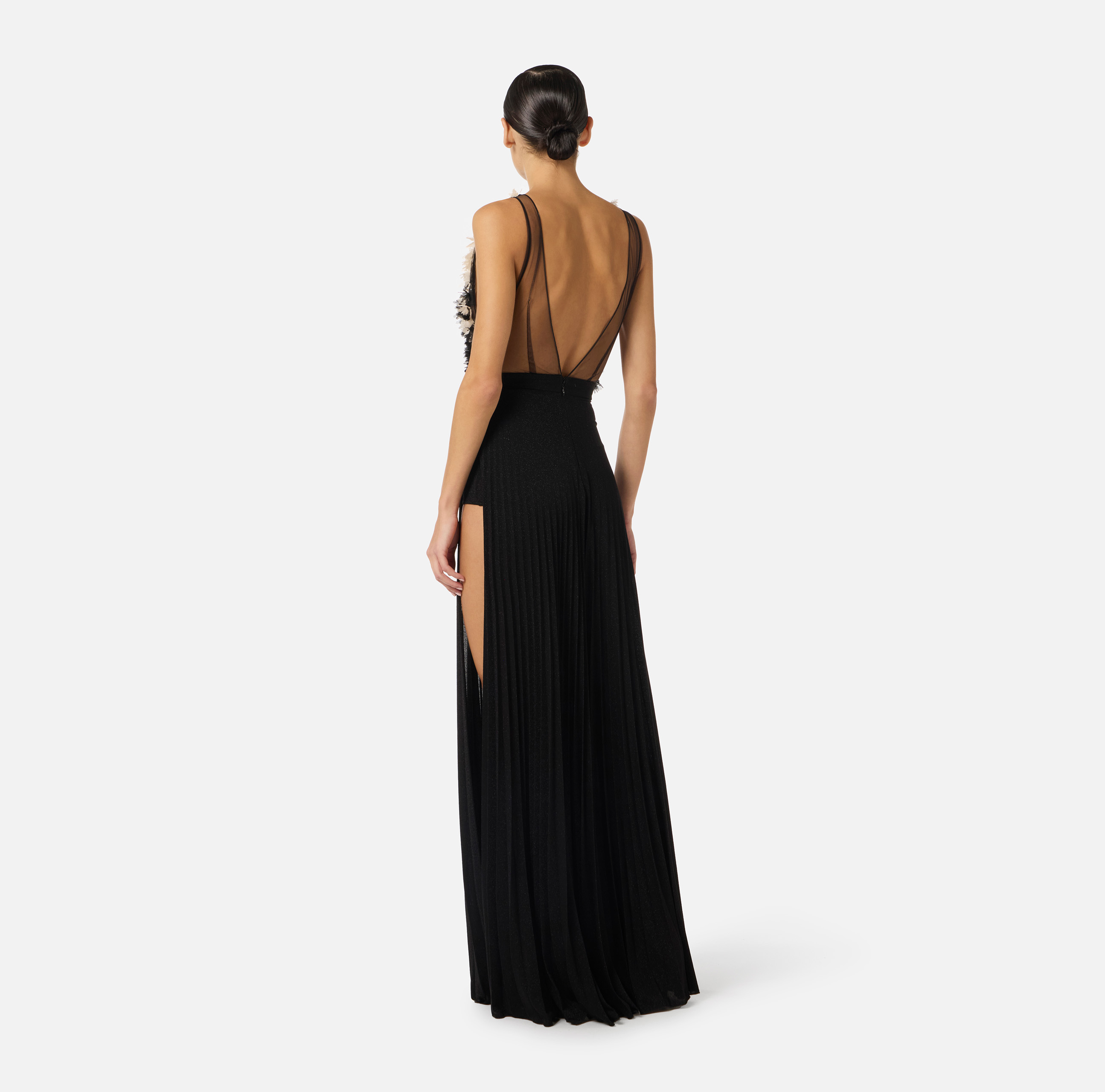 Elisabetta Franchi Red Carpet tulle and lurex jersey dress