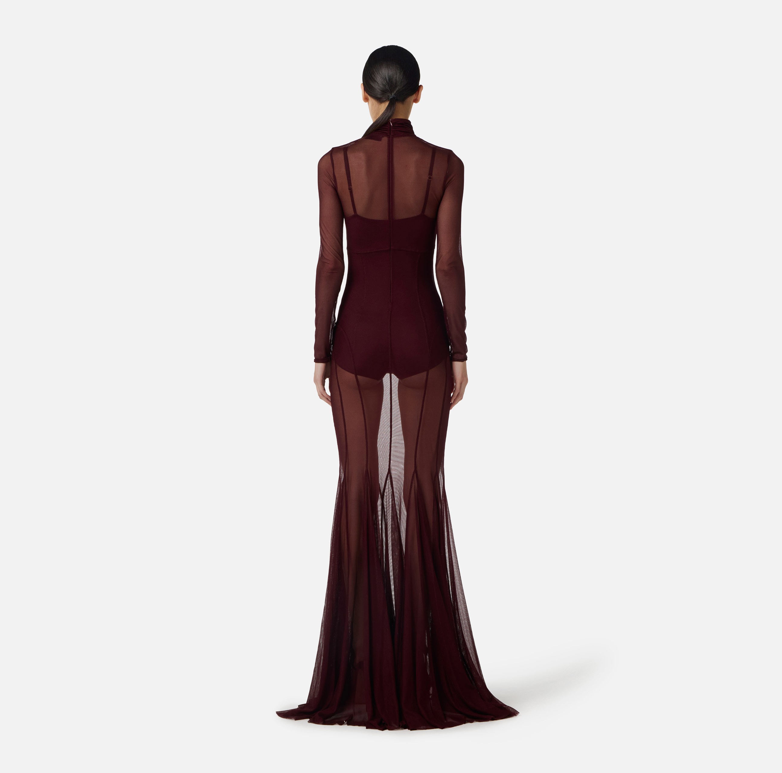 elisabetta franchi シースルー　ワンピース Elisabetta Franchi Red Carpet Metallic Jersey Belted Gown | Saks