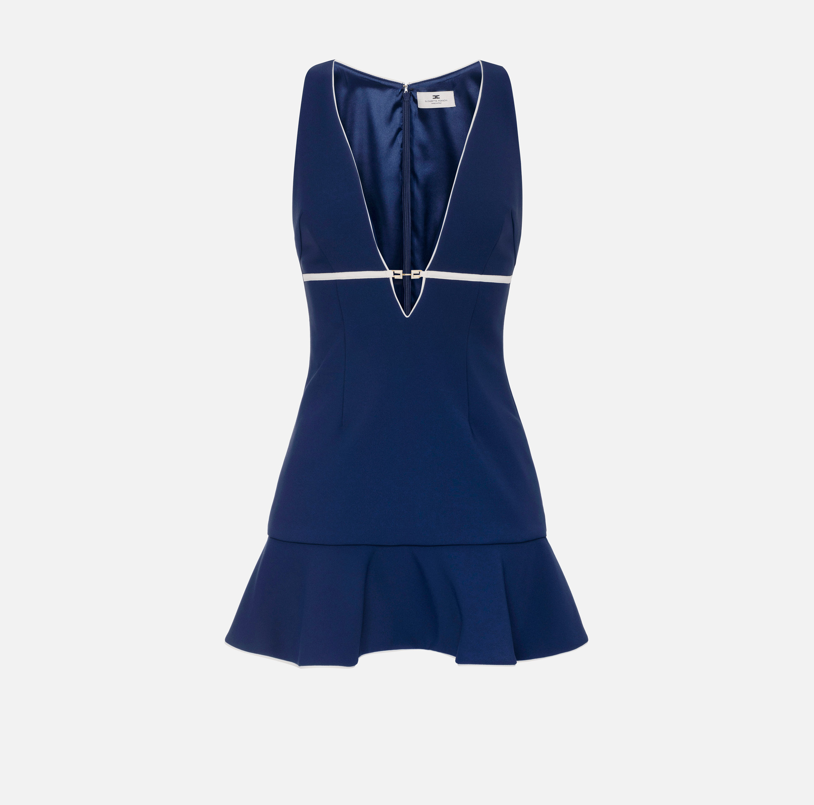 elisabetta franchi Robe en crêpe avec piping et mors bijou