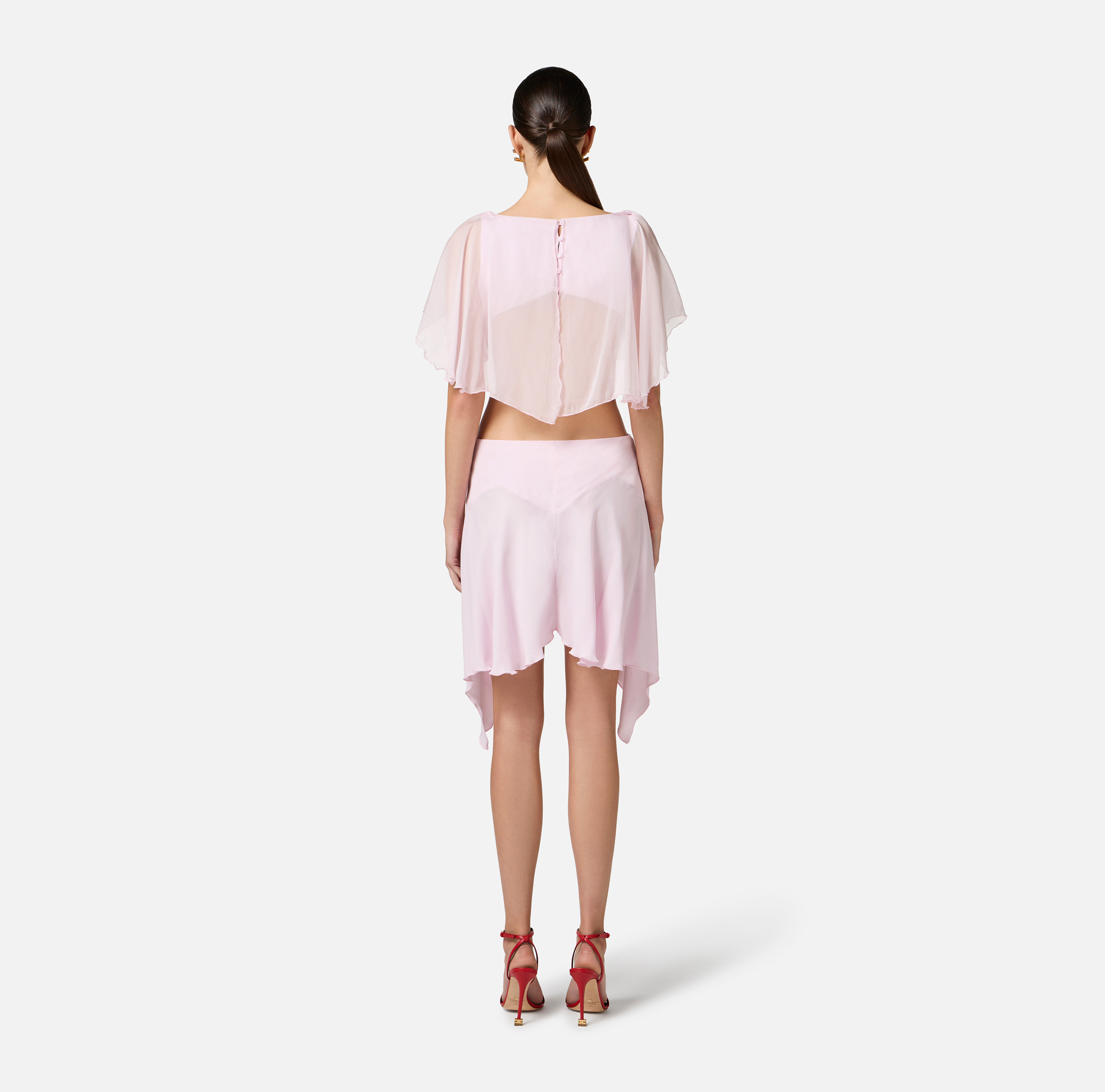 Dress in georgette fabric with cape | Elisabetta Franchi