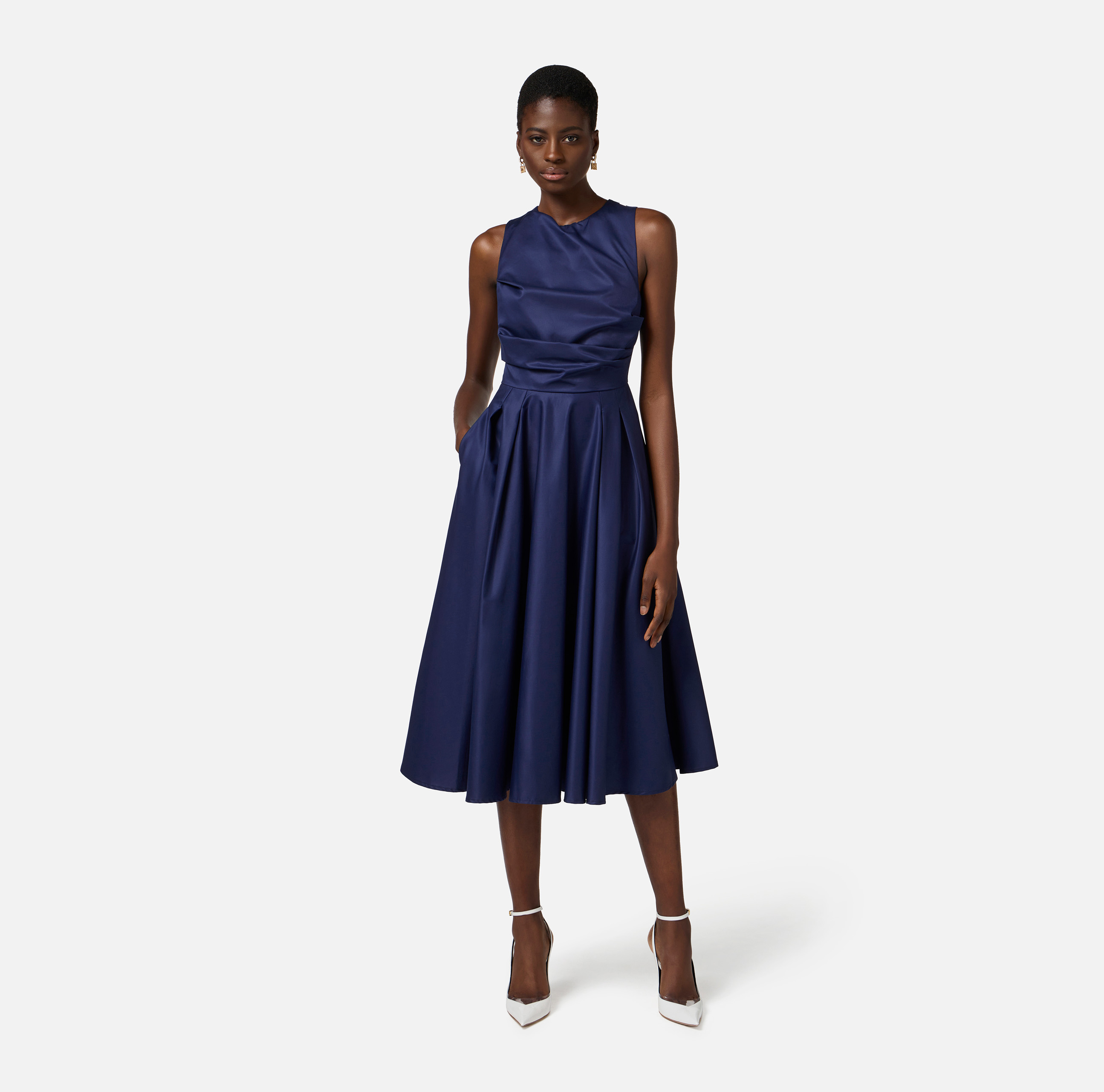 パーティードレス ELISABETTA FRANCHI ABT5252E2DC8 Dresses Elisabetta Franchi Woman Dress with Rafia Print and Ribbon