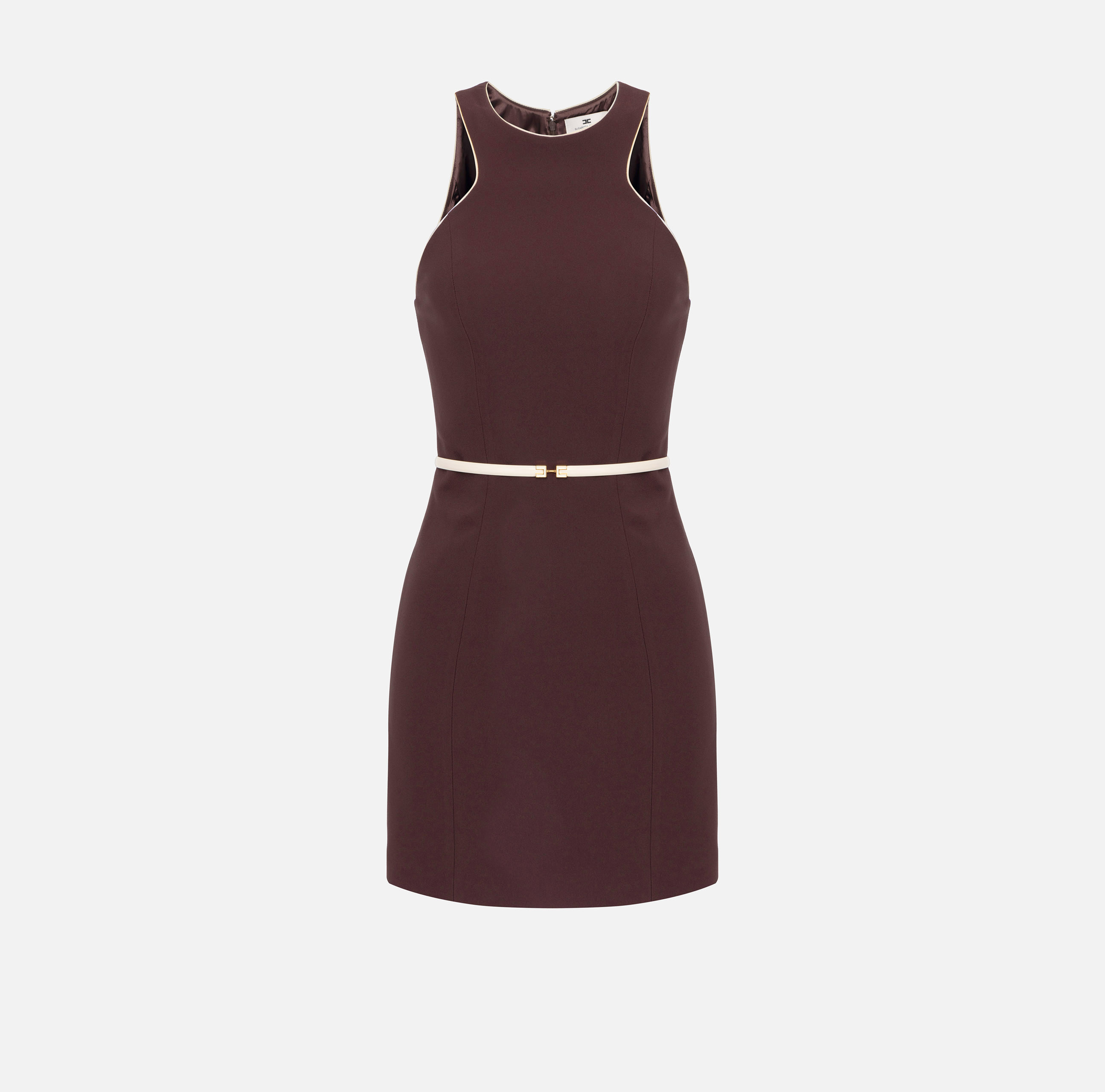 elisabetta franchi Robe en crêpe avec ceinture contrastée